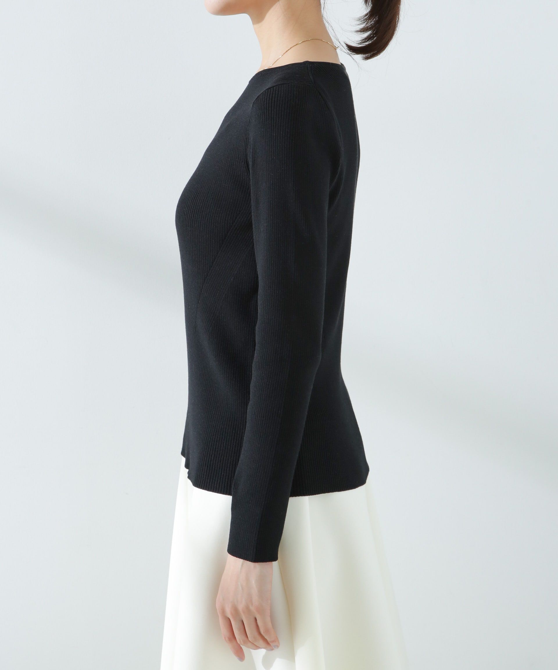 nano･universe「ウォッシャブルハイツイストボートネックリブニット」|ニット・セーター|