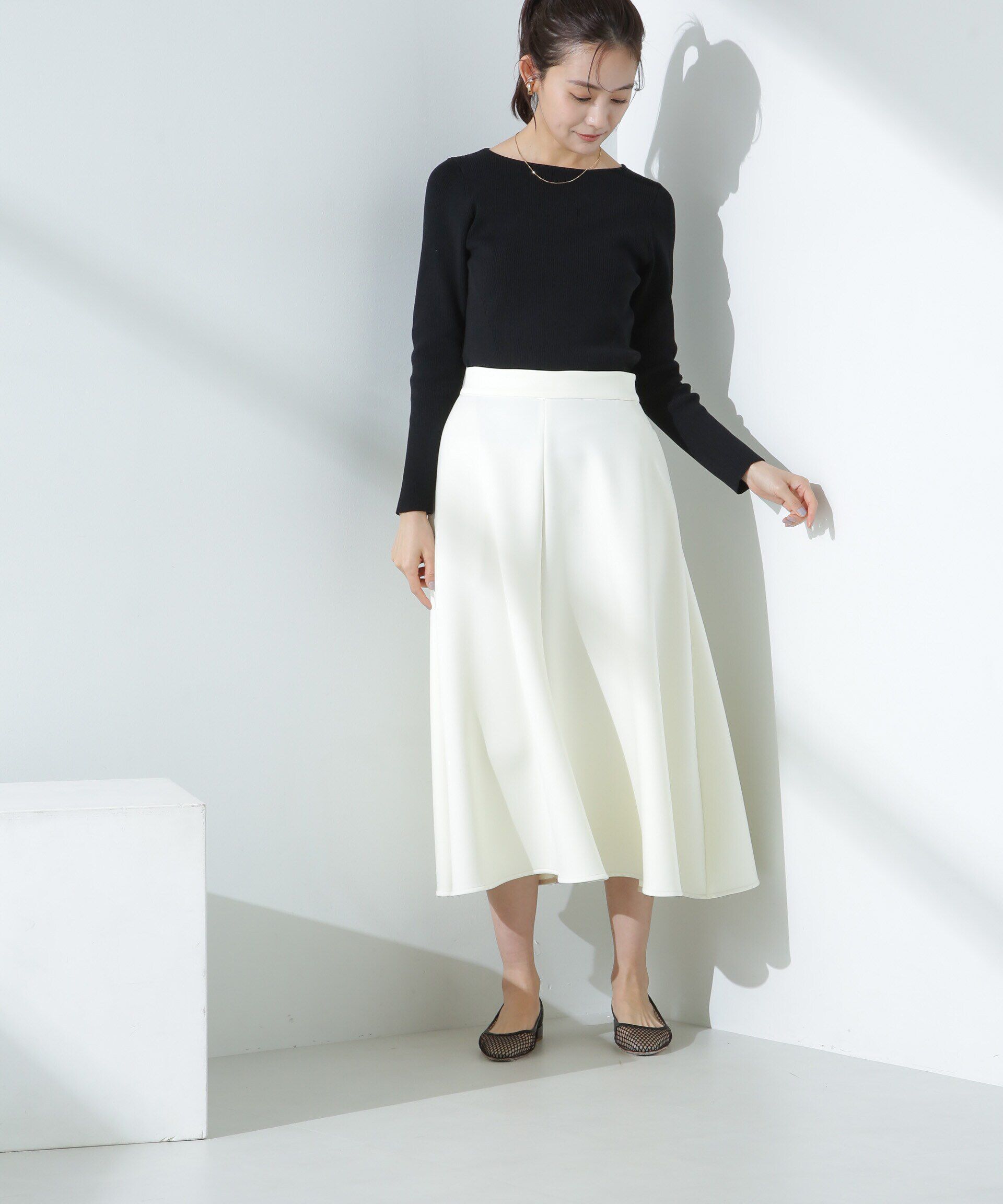 nano･universe「ウォッシャブルハイツイストボートネックリブニット」|ニット・セーター|