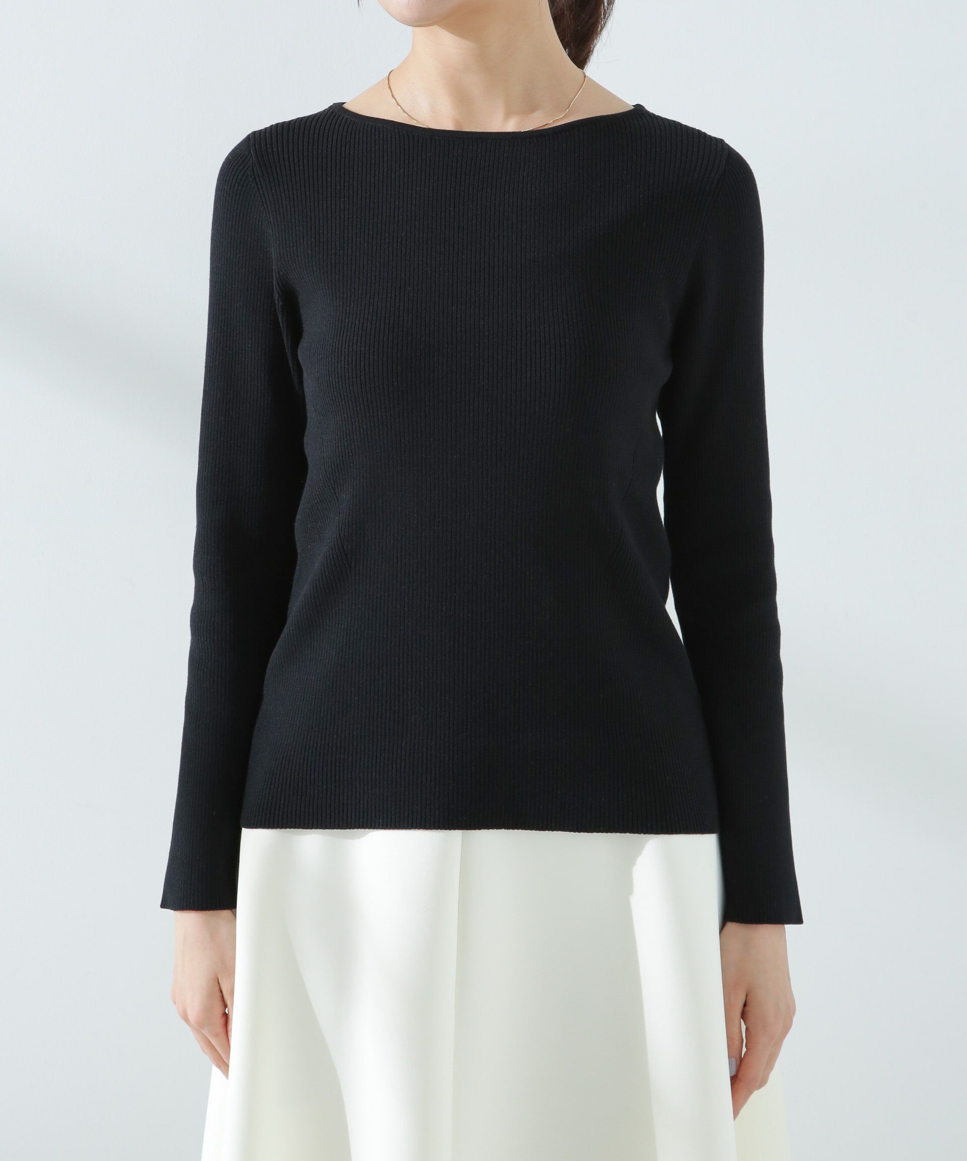 nano･universe「ウォッシャブルハイツイストボートネックリブニット」|ニット・セーター|