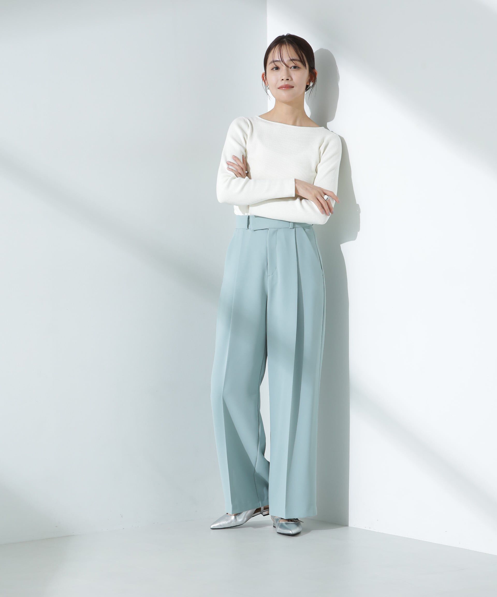 nano･universe「ウォッシャブルハイツイストボートネックリブニット」|ニット・セーター|