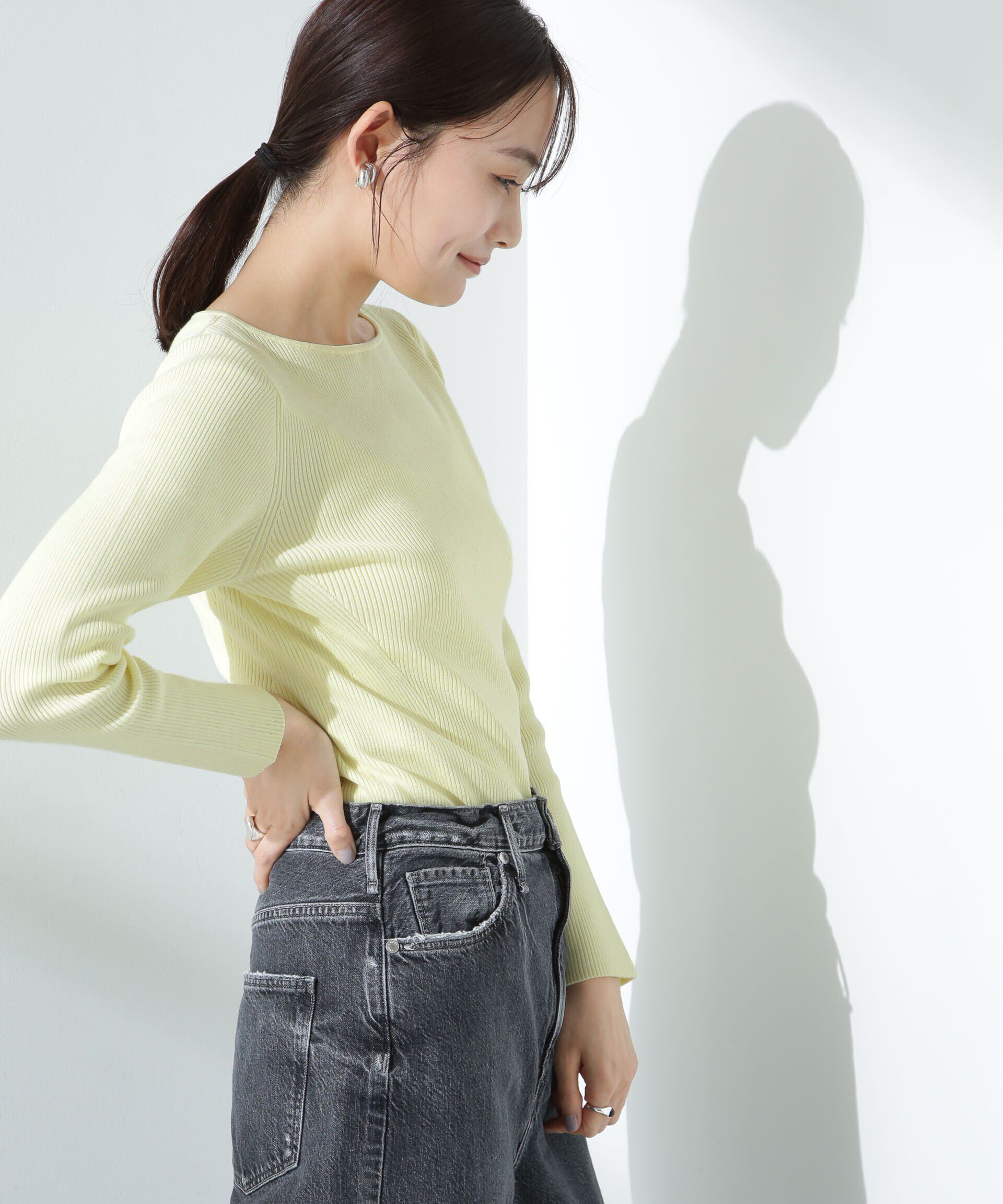 nano･universe「ウォッシャブルハイツイストボートネックリブニット」|ニット・セーター|