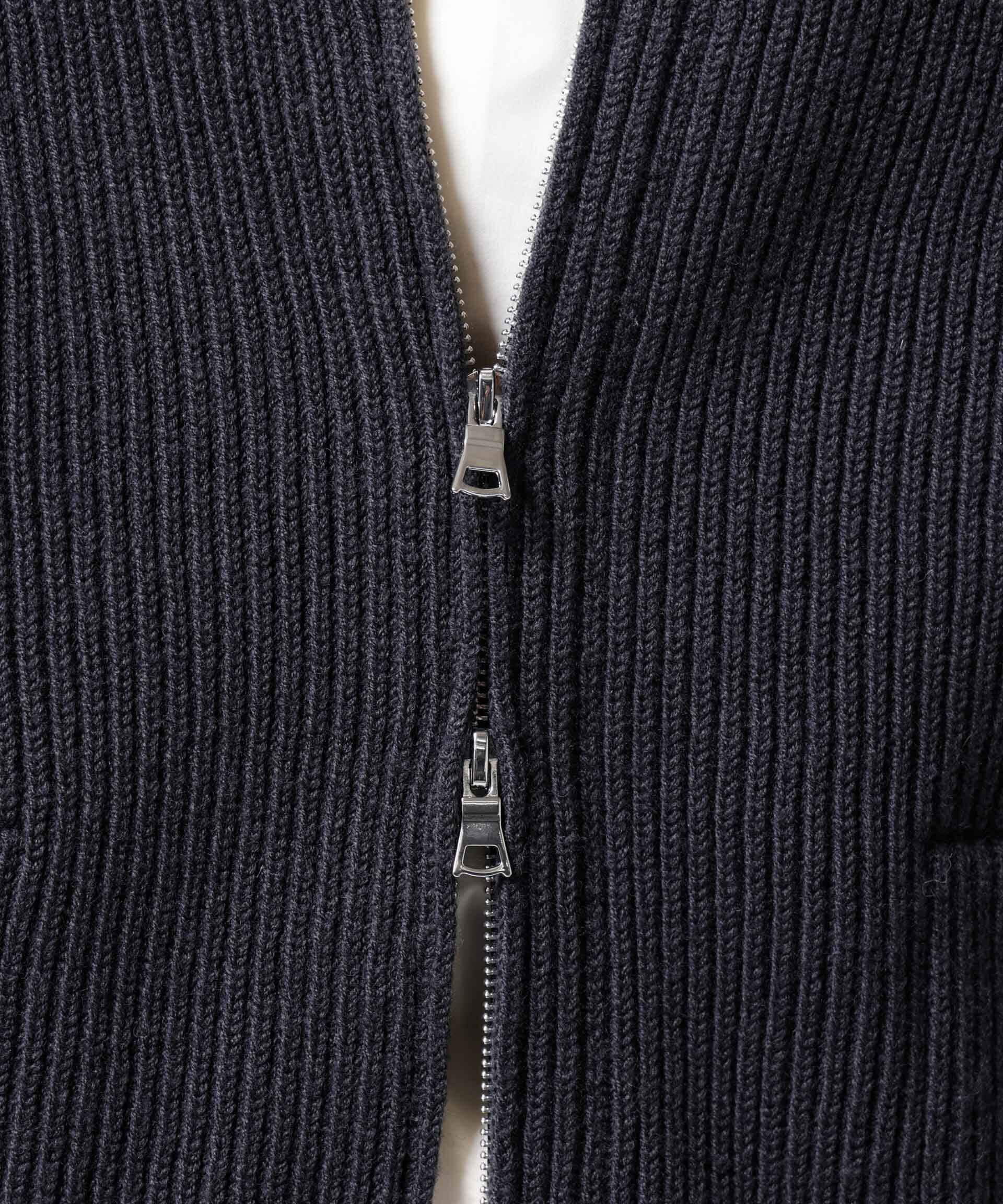 nano･universe「「ASSEMBLANC」フレンチウールスカーフカラージップニット」|ニット・セーター|