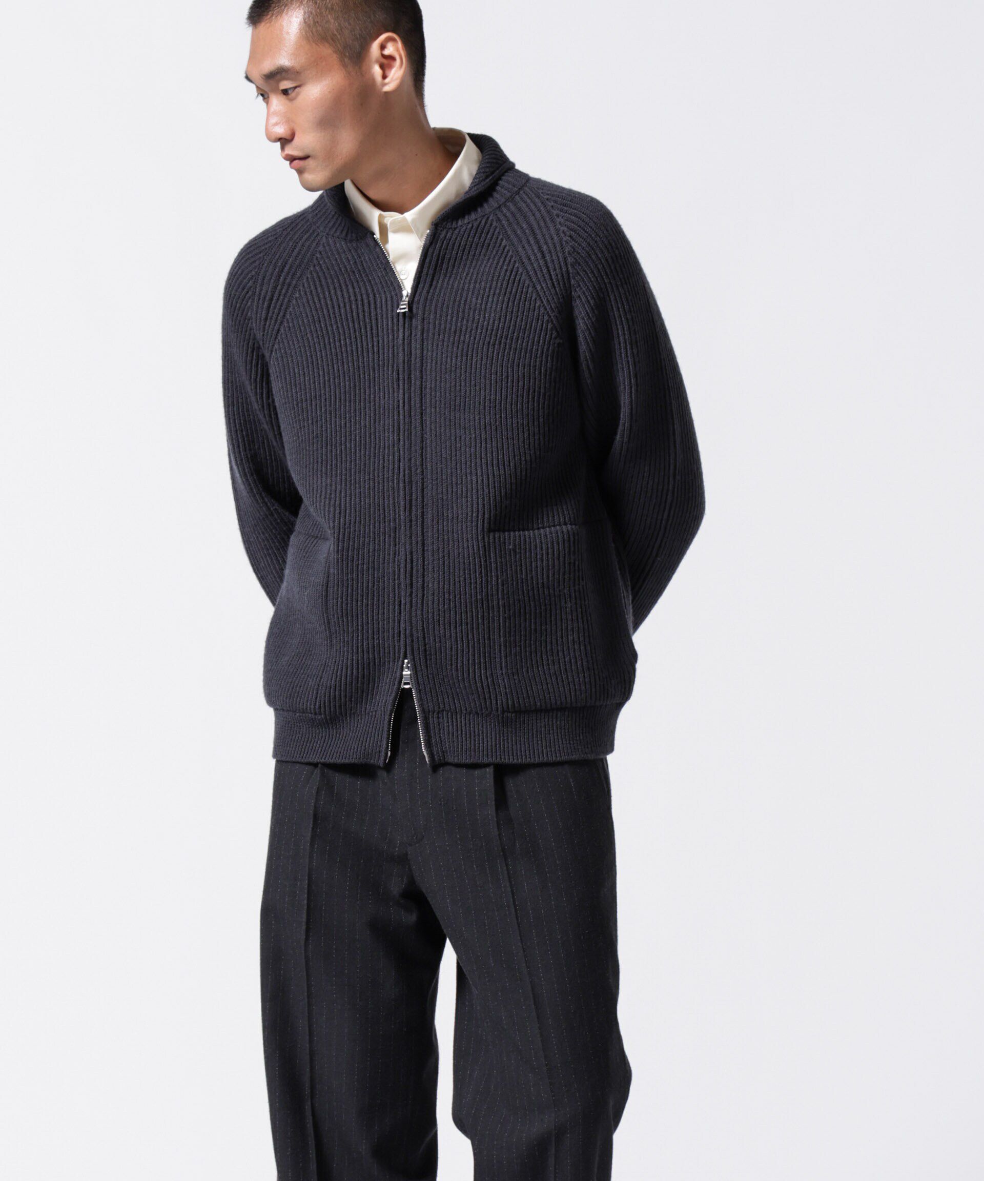 nano･universe「「ASSEMBLANC」フレンチウールスカーフカラージップニット」|ニット・セーター|