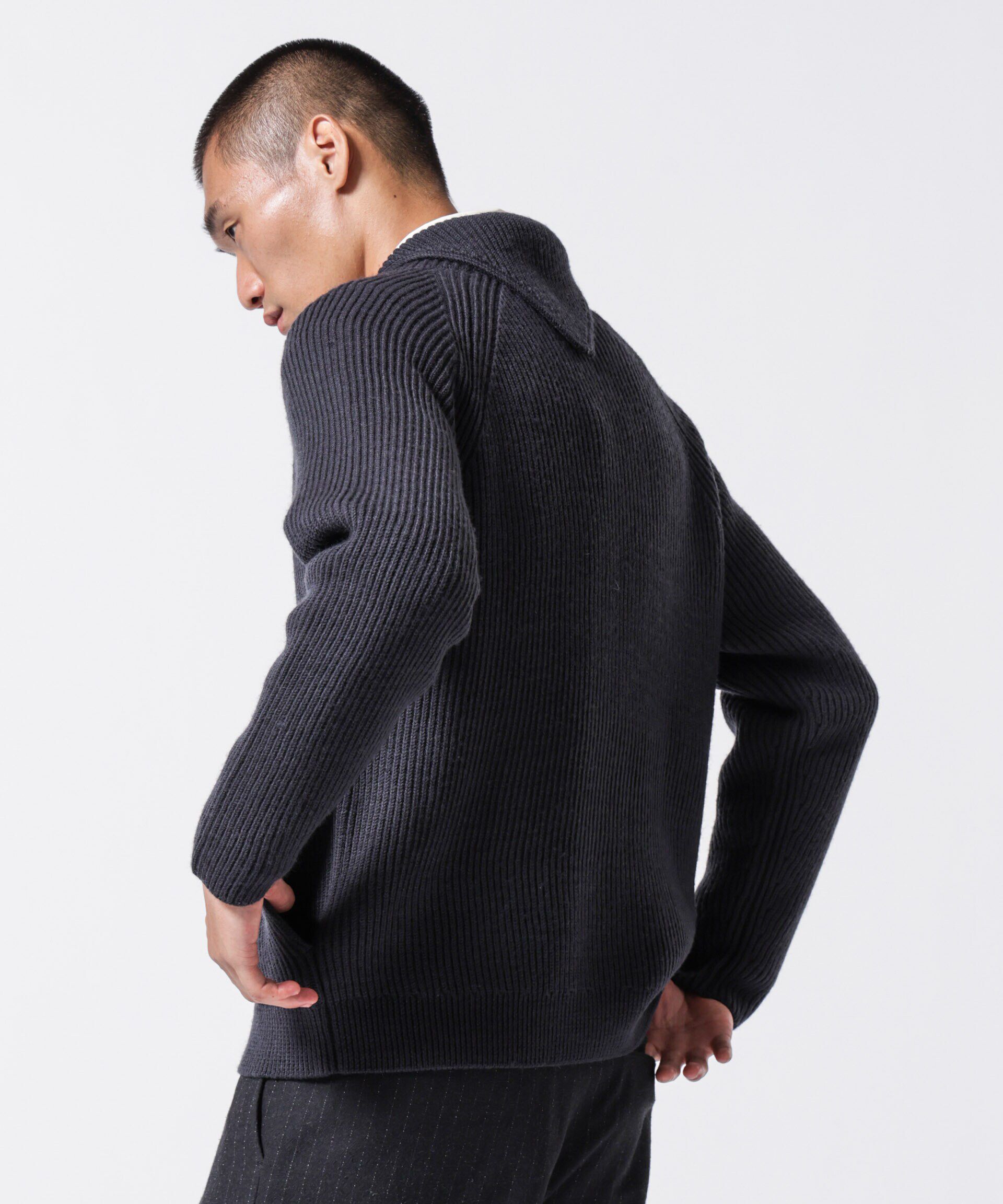 nano･universe「「ASSEMBLANC」フレンチウールスカーフカラージップニット」|ニット・セーター|