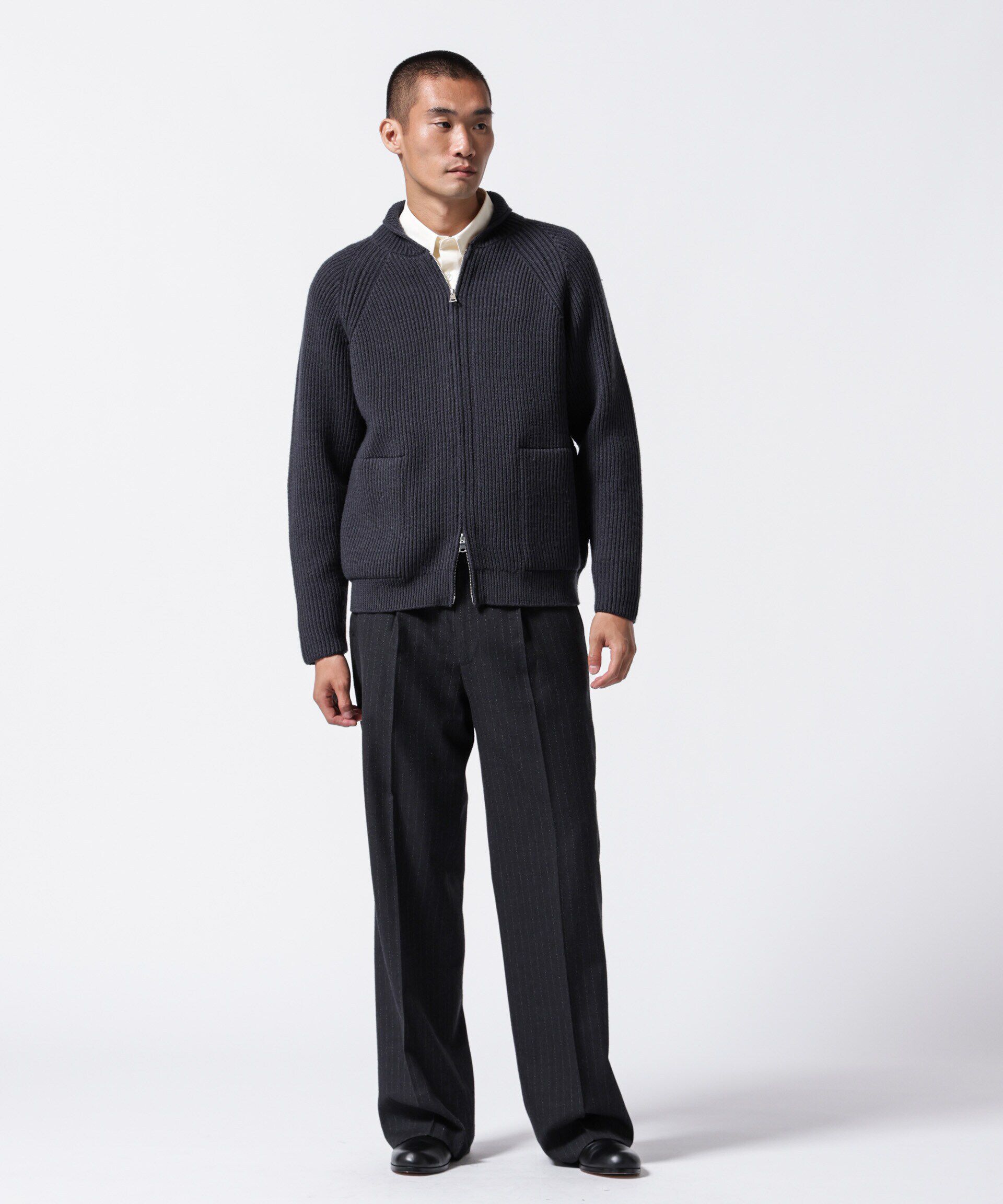 nano･universe「「ASSEMBLANC」フレンチウールスカーフカラージップニット」|ニット・セーター|