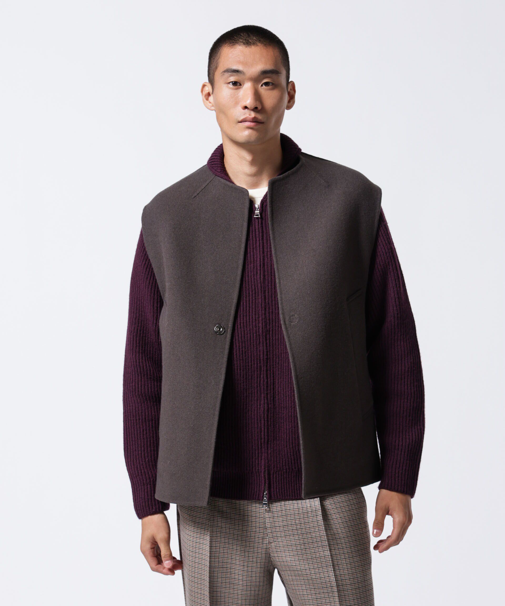 nano･universe「「ASSEMBLANC」フレンチウールスカーフカラージップニット」|ニット・セーター|