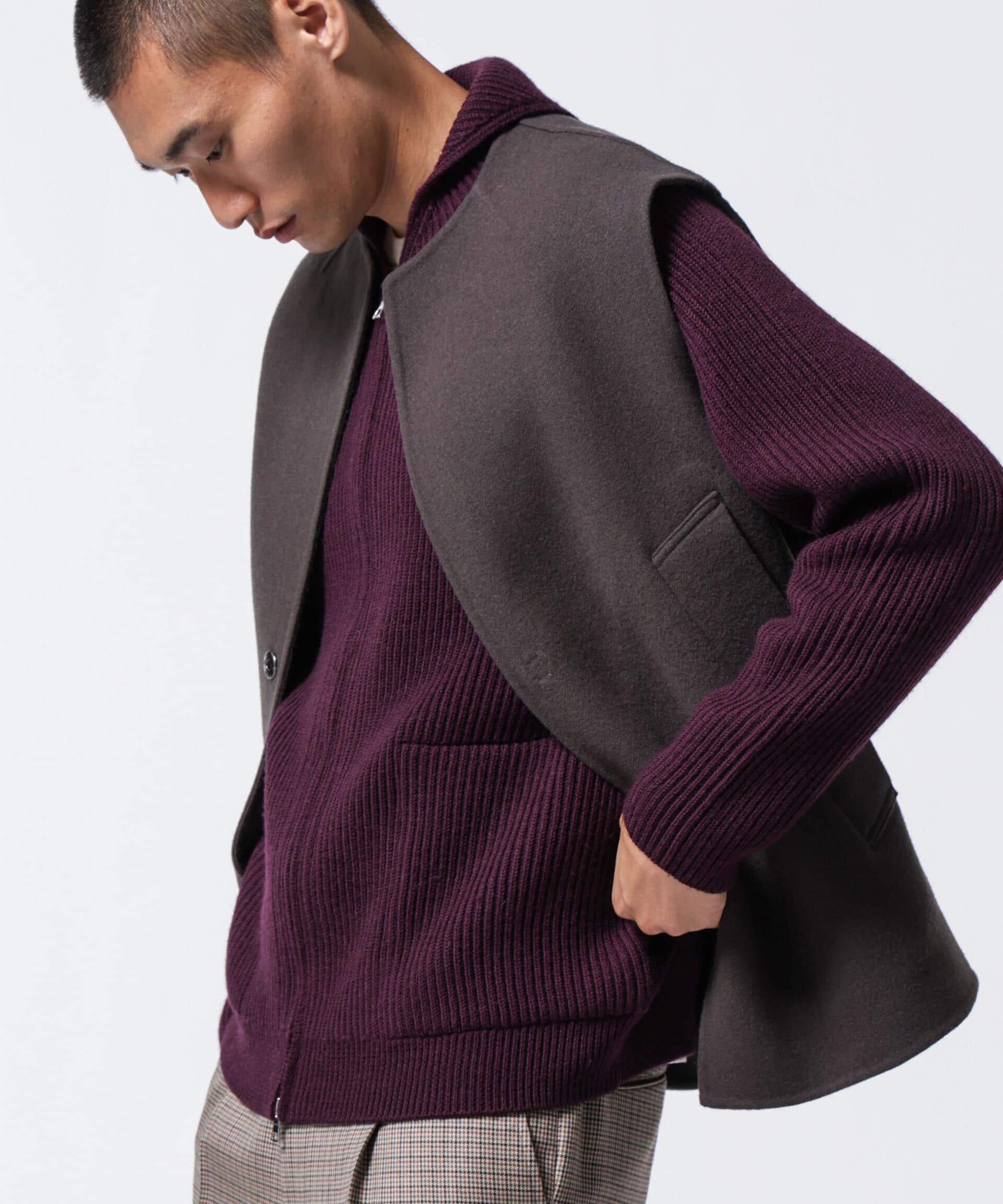 nano･universe「「ASSEMBLANC」フレンチウールスカーフカラージップニット」|ニット・セーター|