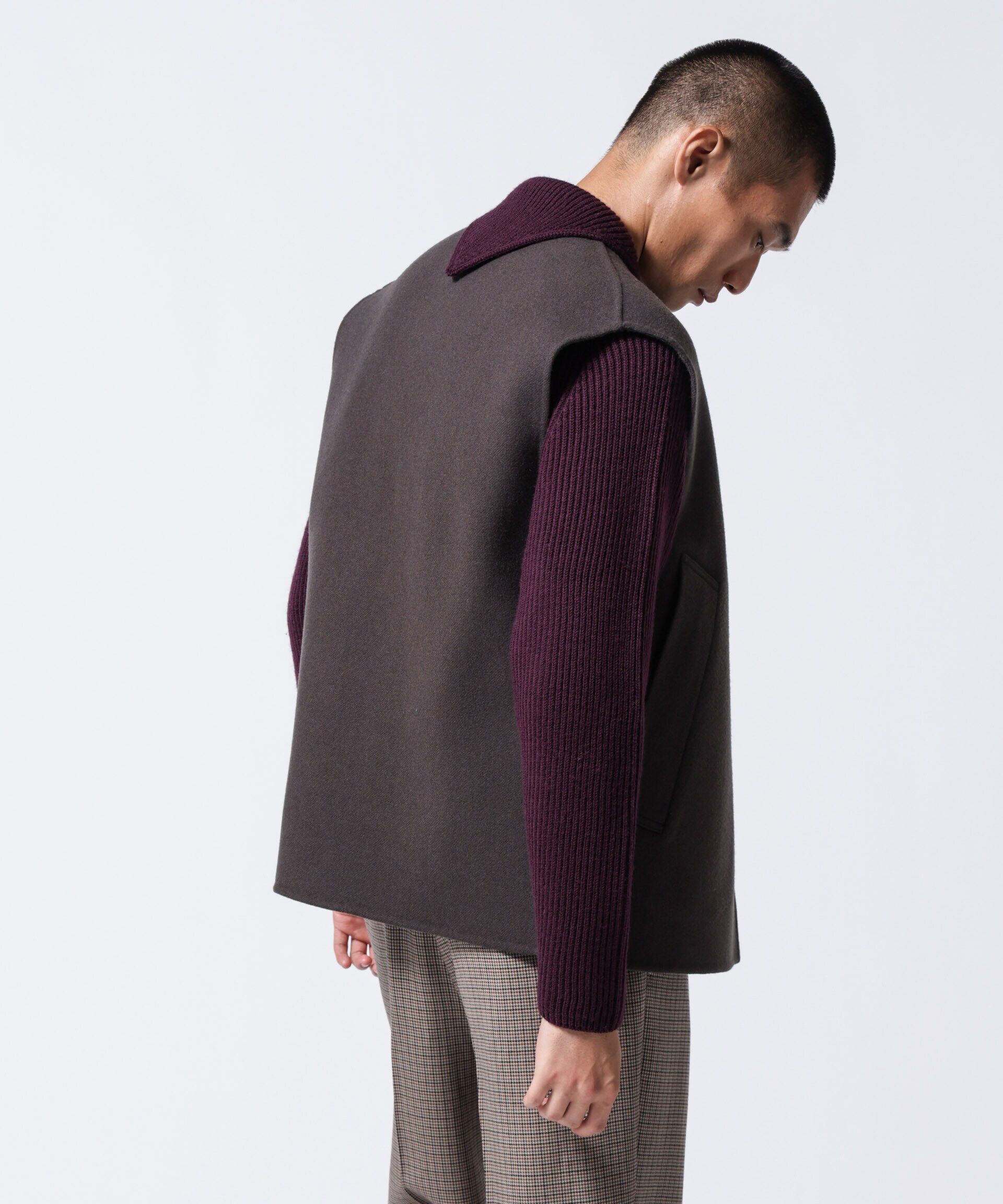 nano･universe「「ASSEMBLANC」フレンチウールスカーフカラージップニット」|ニット・セーター|