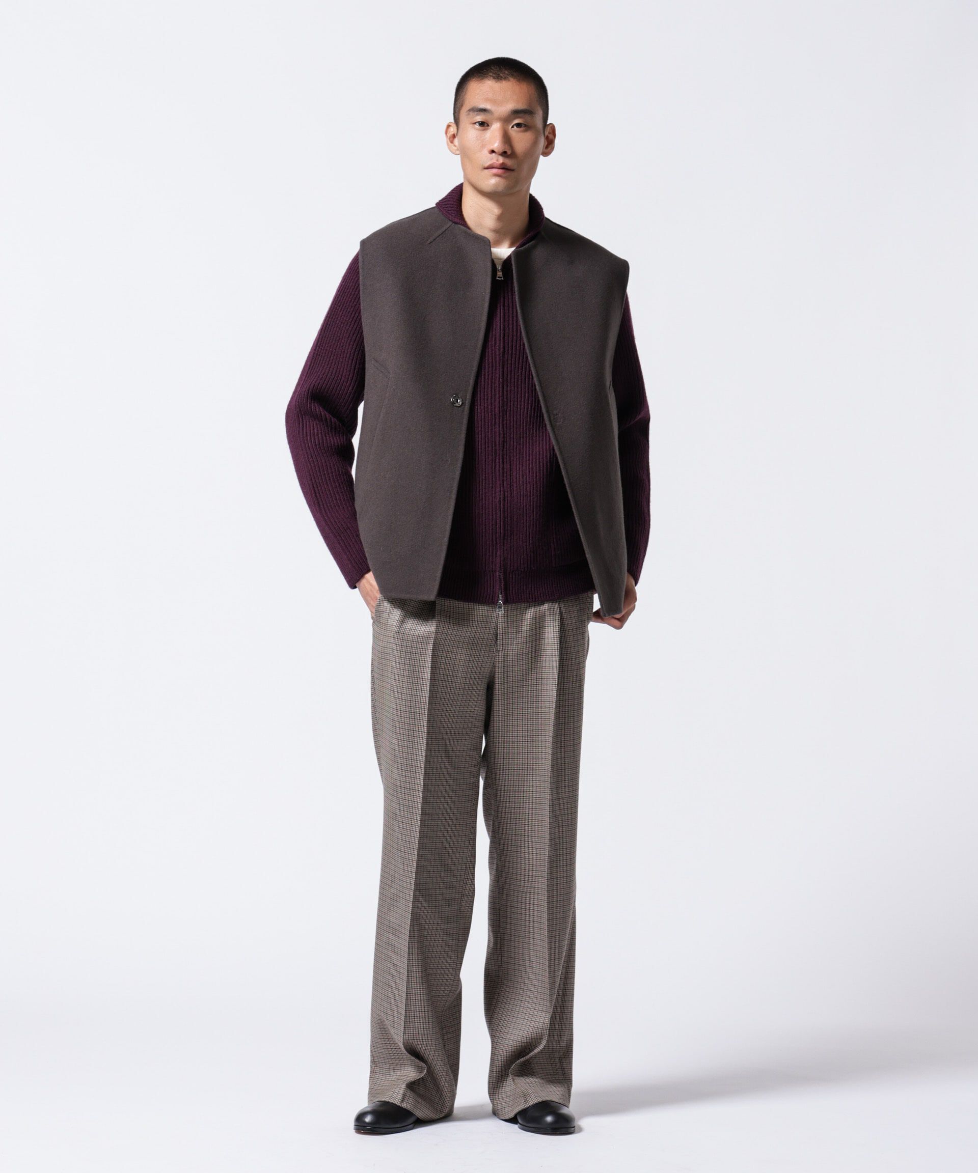 nano･universe「「ASSEMBLANC」フレンチウールスカーフカラージップニット」|ニット・セーター|