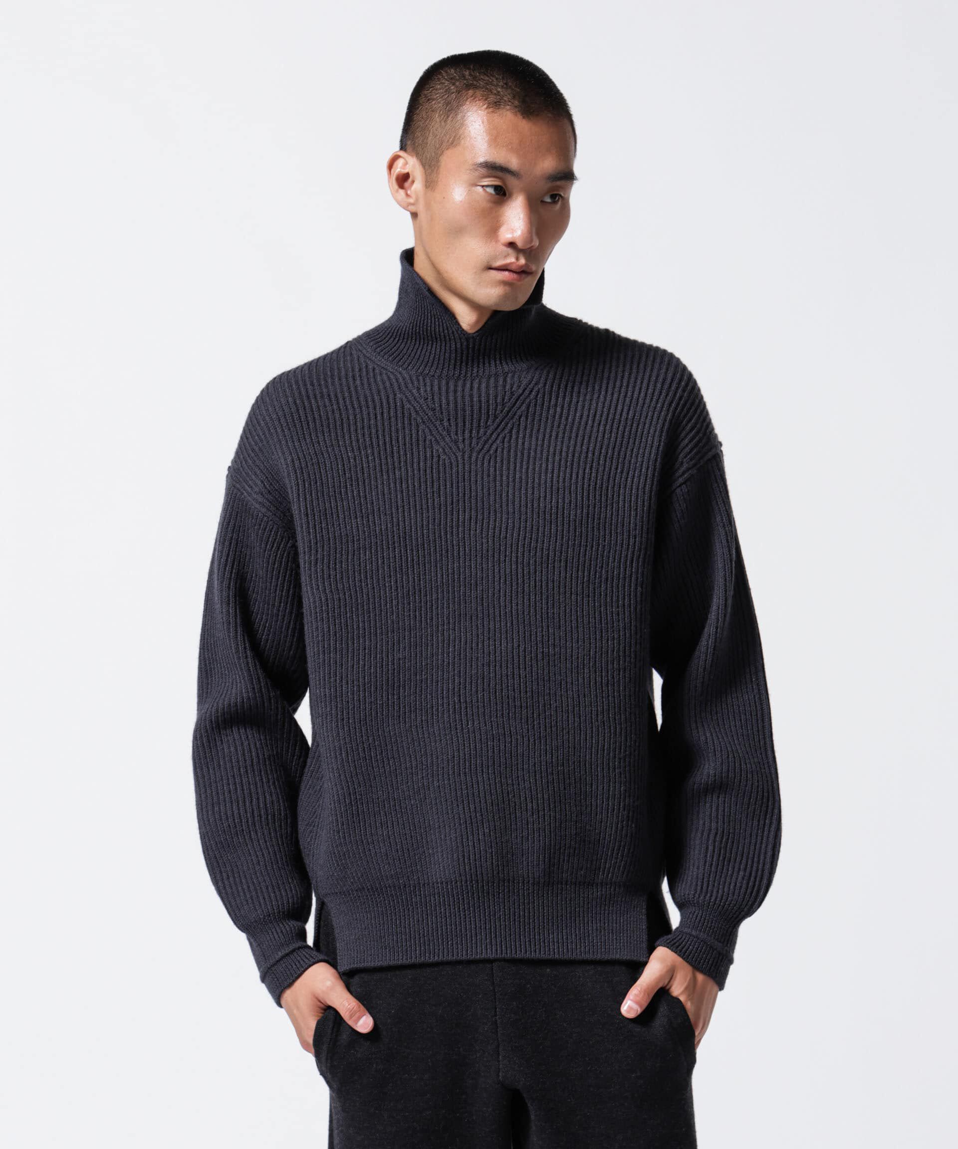 nano･universe「「ASSEMBLANC」フレンチウールアゼ編みハイネックプルオーバー」|ニット・セーター|チャコール3