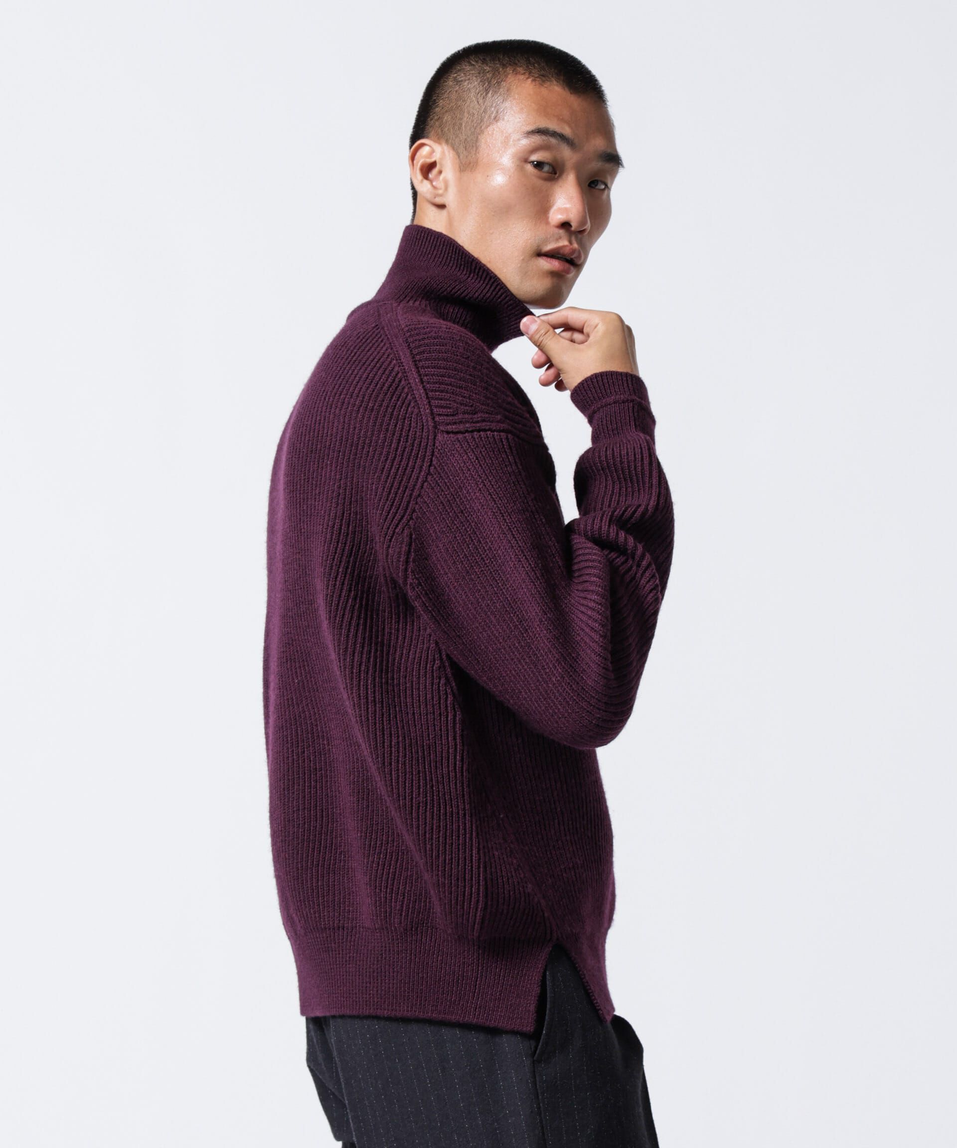 nano･universe「「ASSEMBLANC」フレンチウールアゼ編みハイネックプルオーバー」|ニット・セーター|