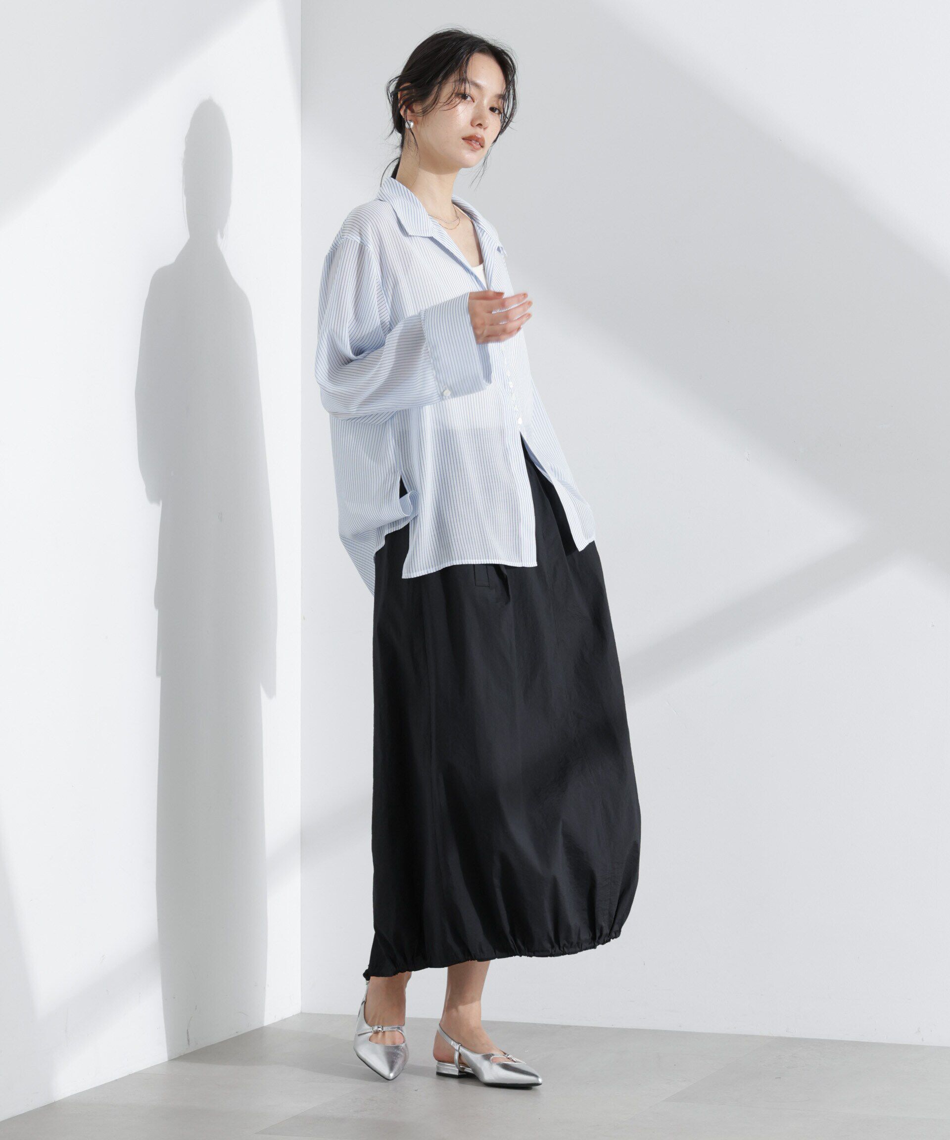 nano･universe「ナイロンワッシャードロストロングスカート」|スカート|