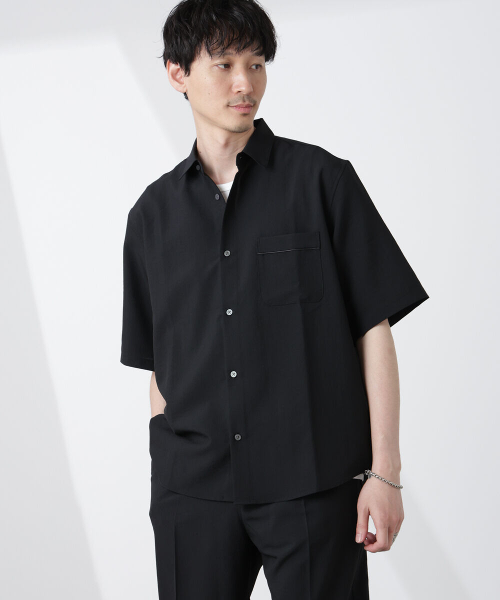 nano･universe「セオアルファシャツ 半袖（セットアップ可）」|シャツ・ブラウス|ブラック