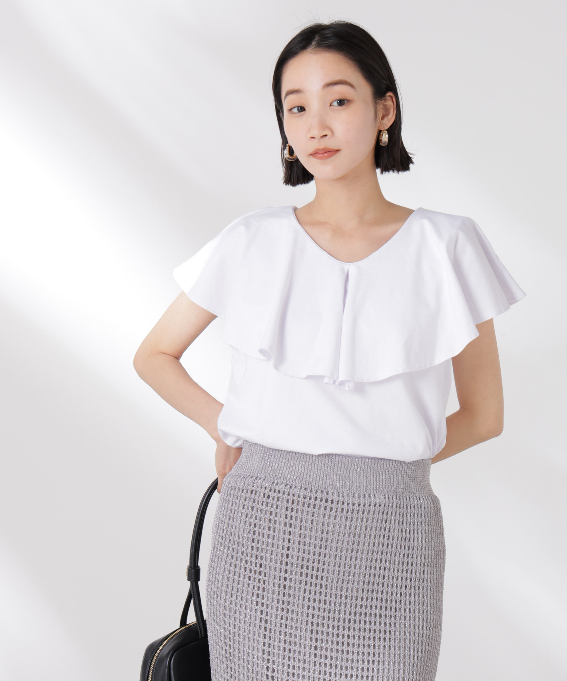 nano･universe「ラッフルカラーカットノースリーブトップス」|Tシャツ・カットソー|