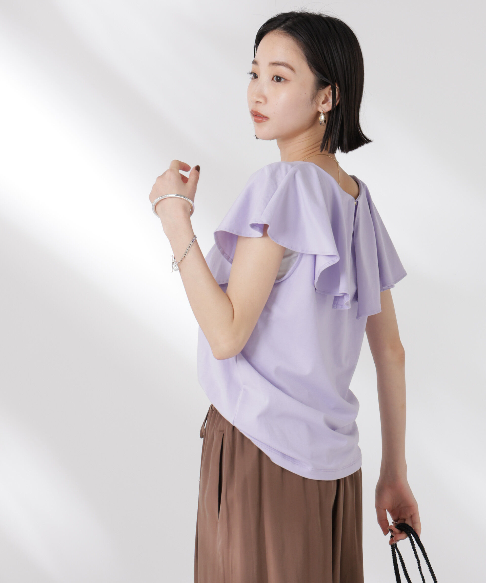 nano･universe「ラッフルカラーカットノースリーブトップス」|Tシャツ・カットソー|パープル