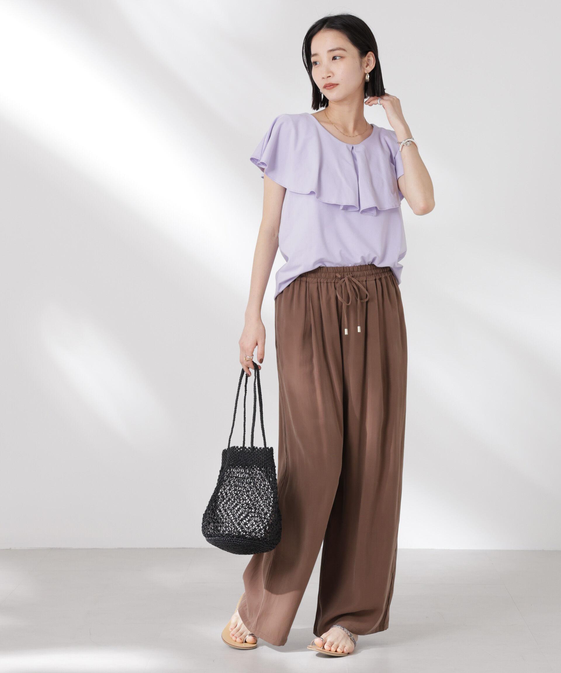 nano･universe「ラッフルカラーカットノースリーブトップス」|Tシャツ・カットソー|