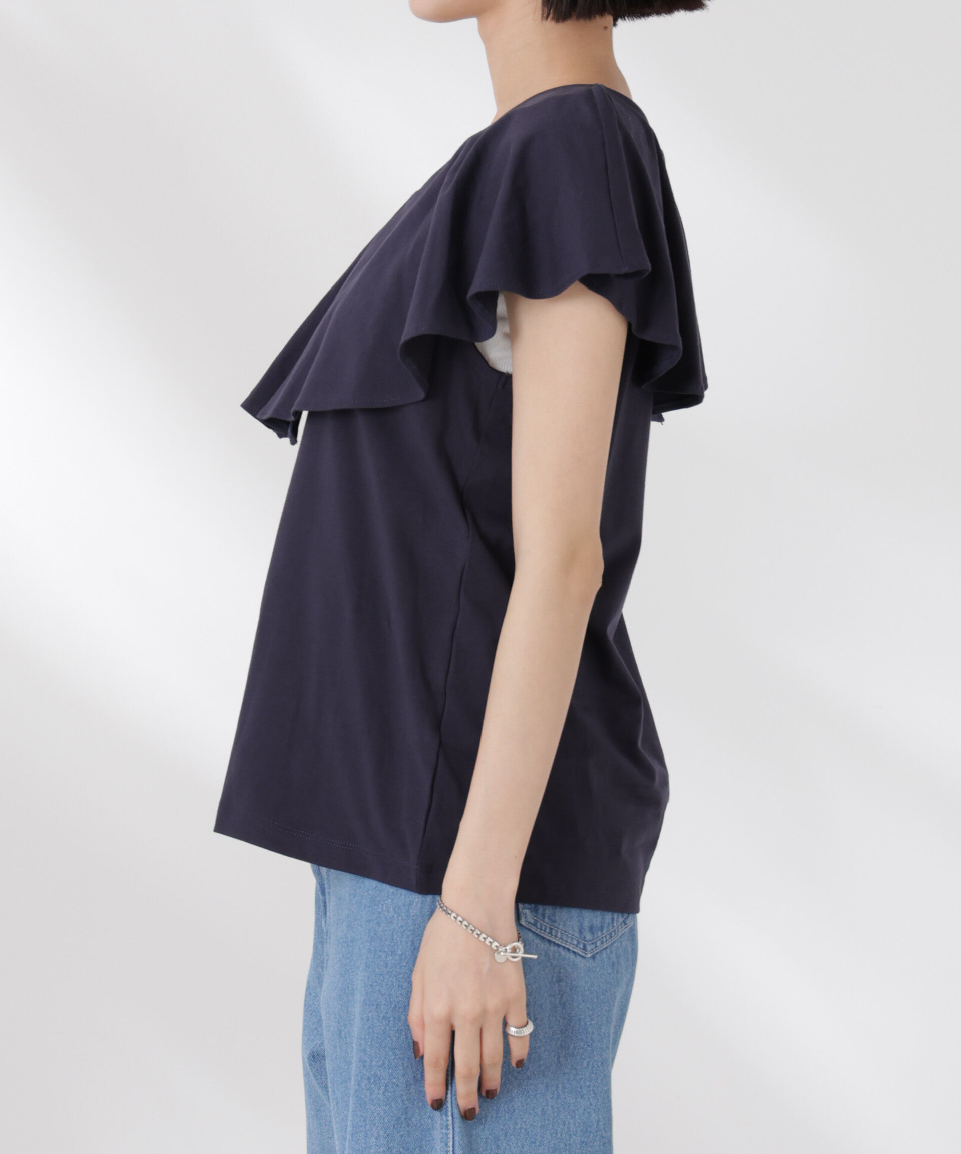 nano･universe「ラッフルカラーカットノースリーブトップス」|Tシャツ・カットソー|