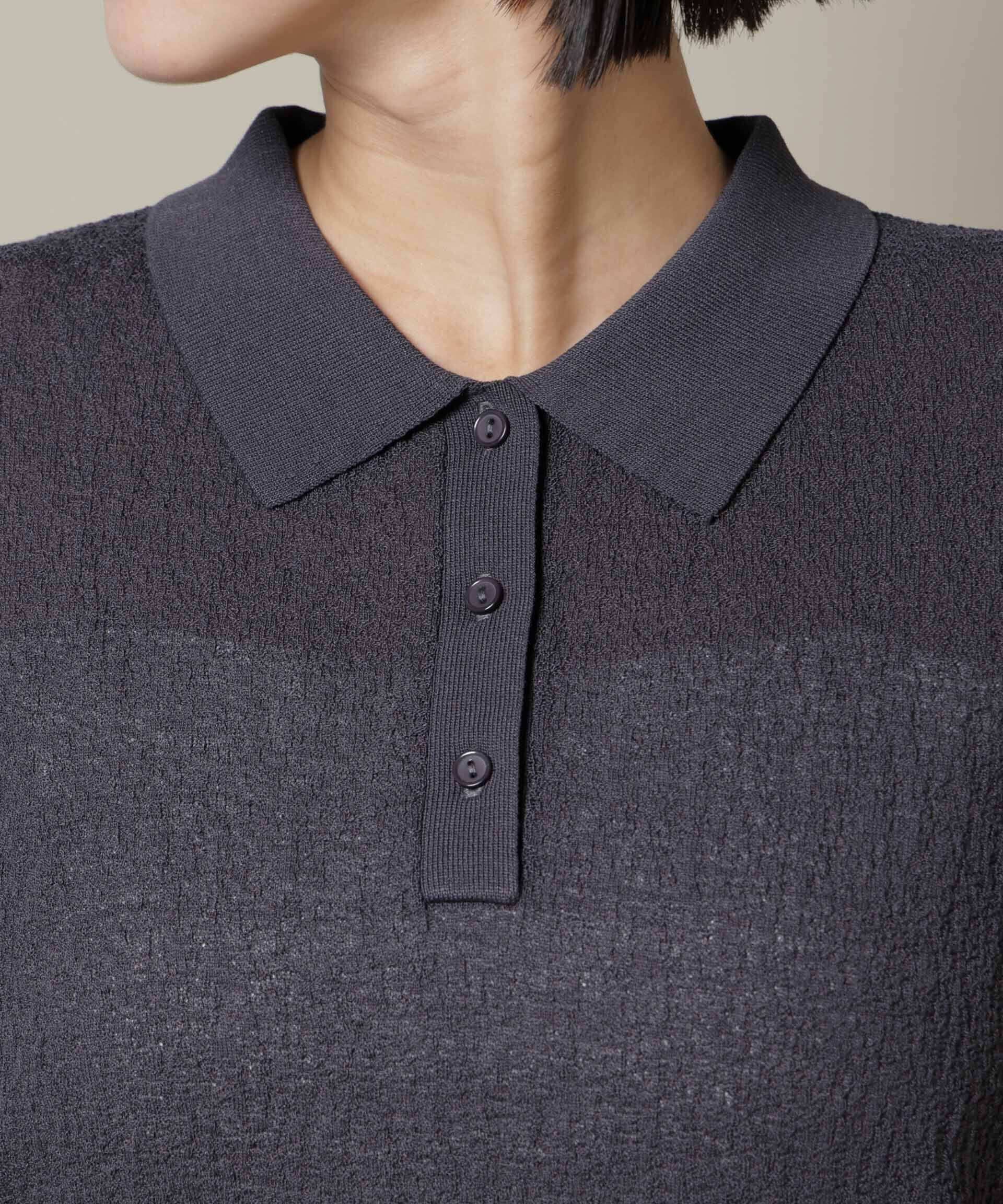 nano･universe「梨地半袖ポロニット」|ニット・セーター|