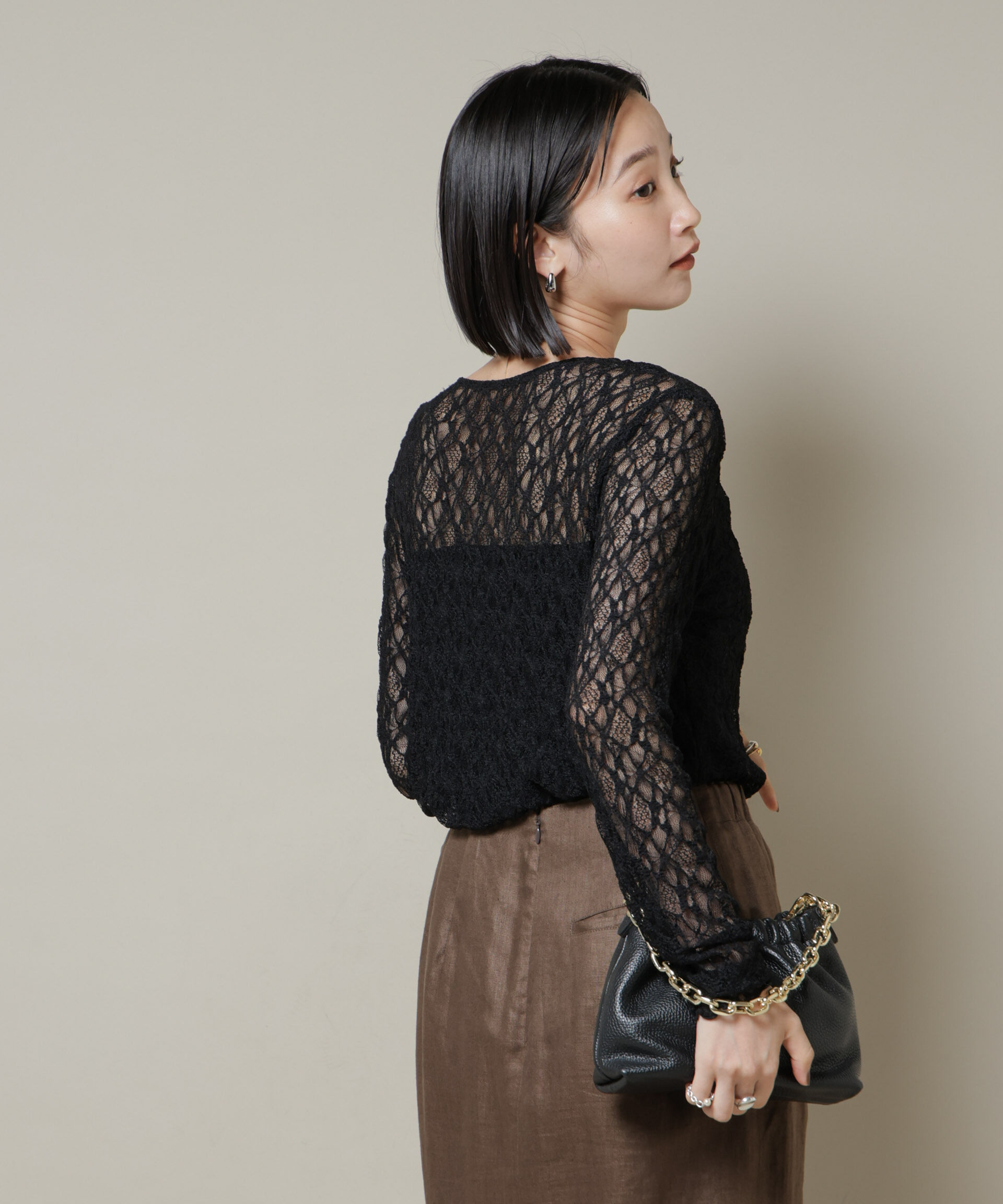 nano･universe「シアーレースロングスリーブトップス(セットアップ可)」|Tシャツ・カットソー|