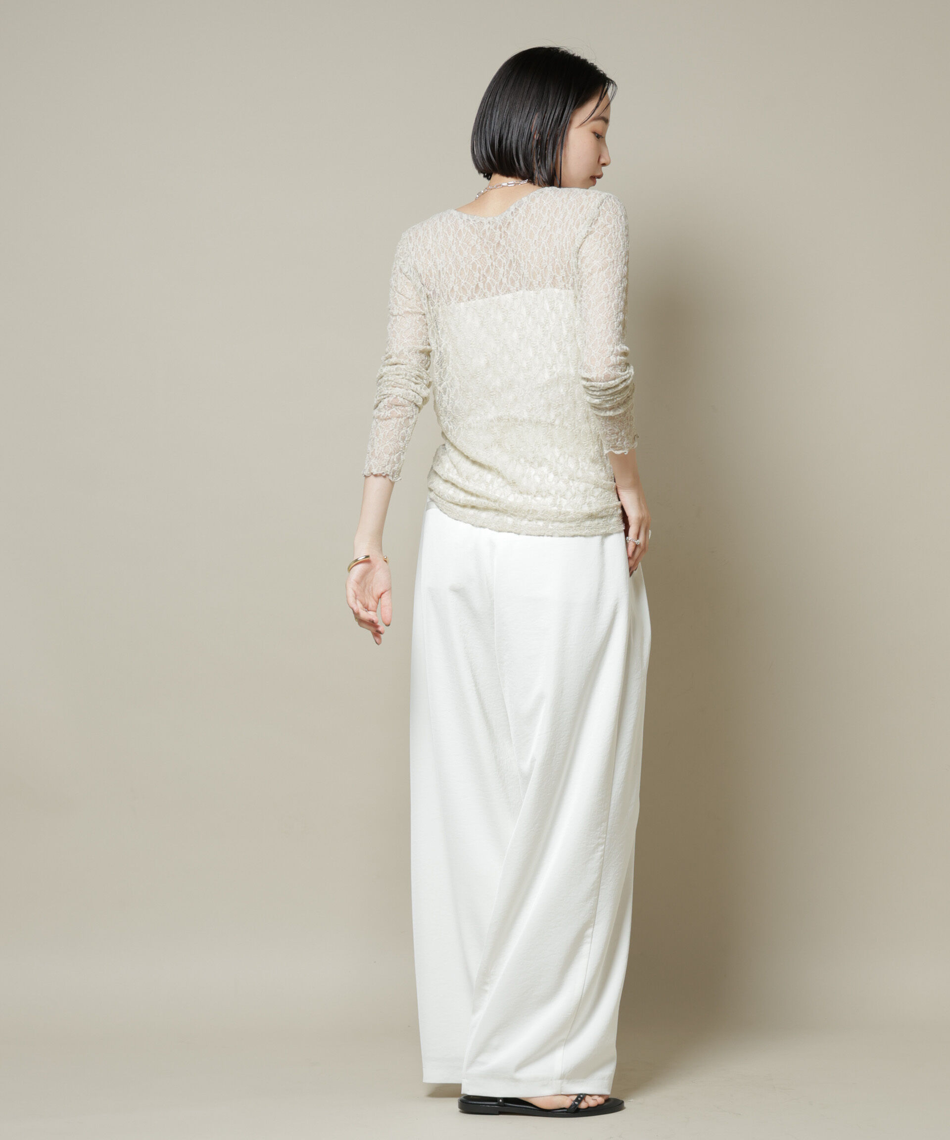 nano･universe「シアーレースロングスリーブトップス(セットアップ可)」|Tシャツ・カットソー|