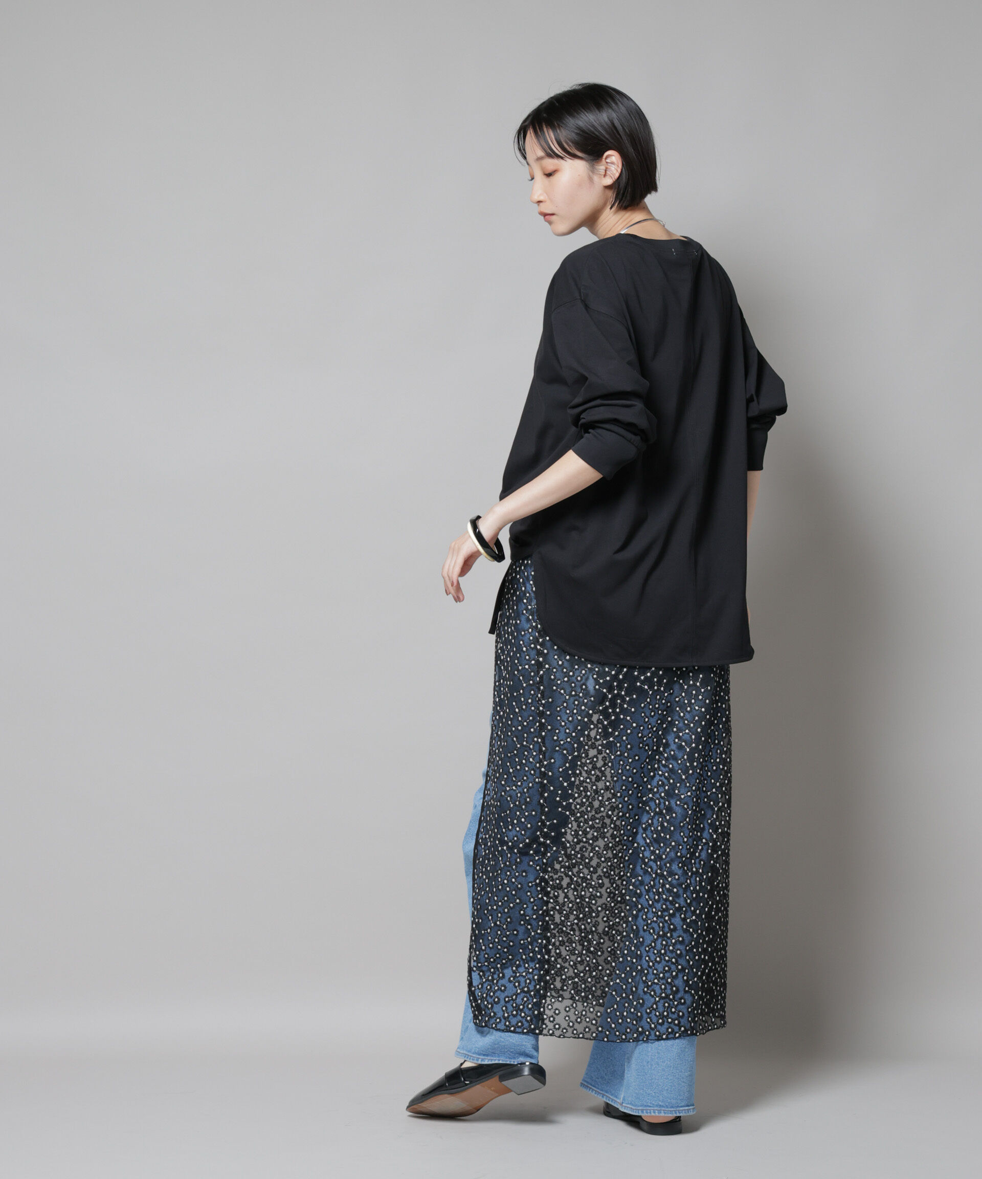 nano･universe「CVCプレーティング天竺ラウンドヘムカットトップス」|Tシャツ・カットソー|