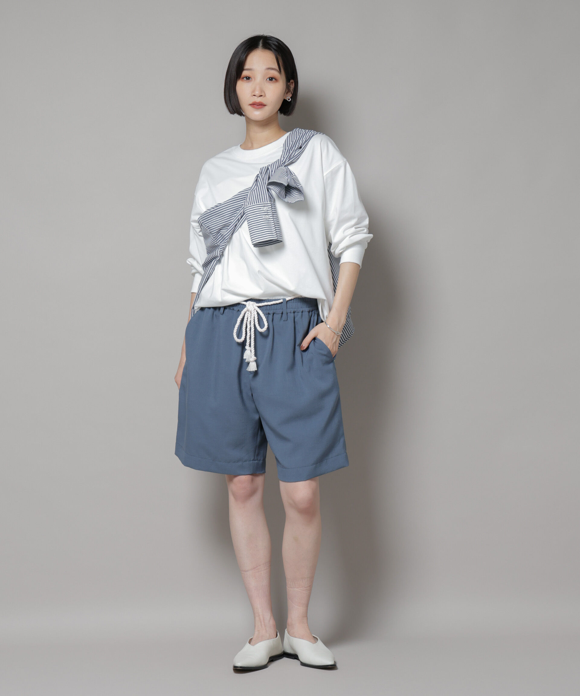 nano･universe「CVCプレーティング天竺ラウンドヘムカットトップス」|Tシャツ・カットソー|