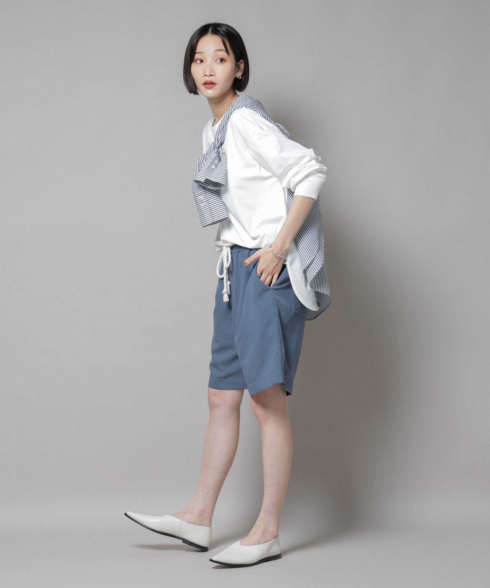 nano･universe「CVCプレーティング天竺ラウンドヘムカットトップス」|Tシャツ・カットソー|