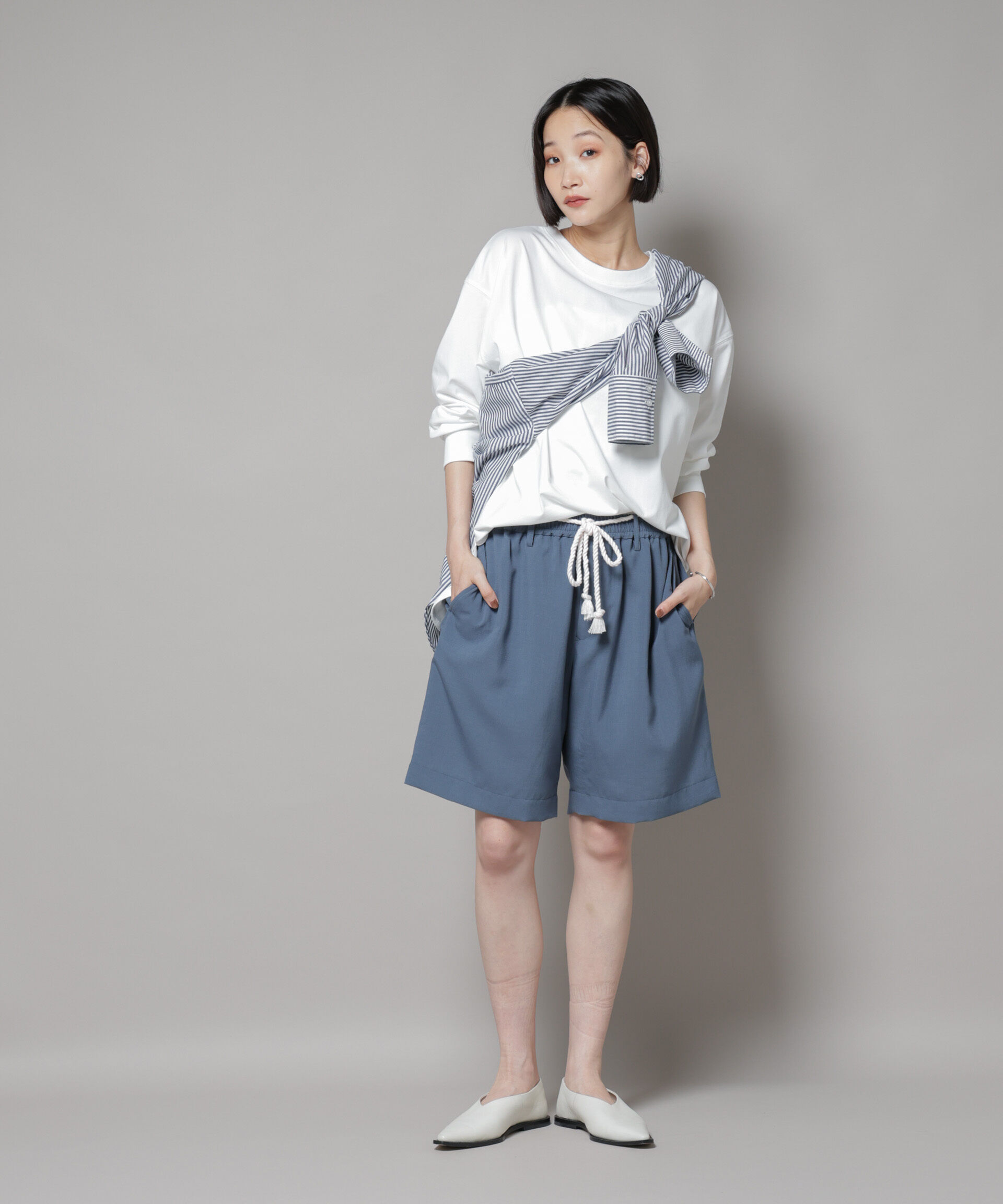 nano･universe「CVCプレーティング天竺ラウンドヘムカットトップス」|Tシャツ・カットソー|