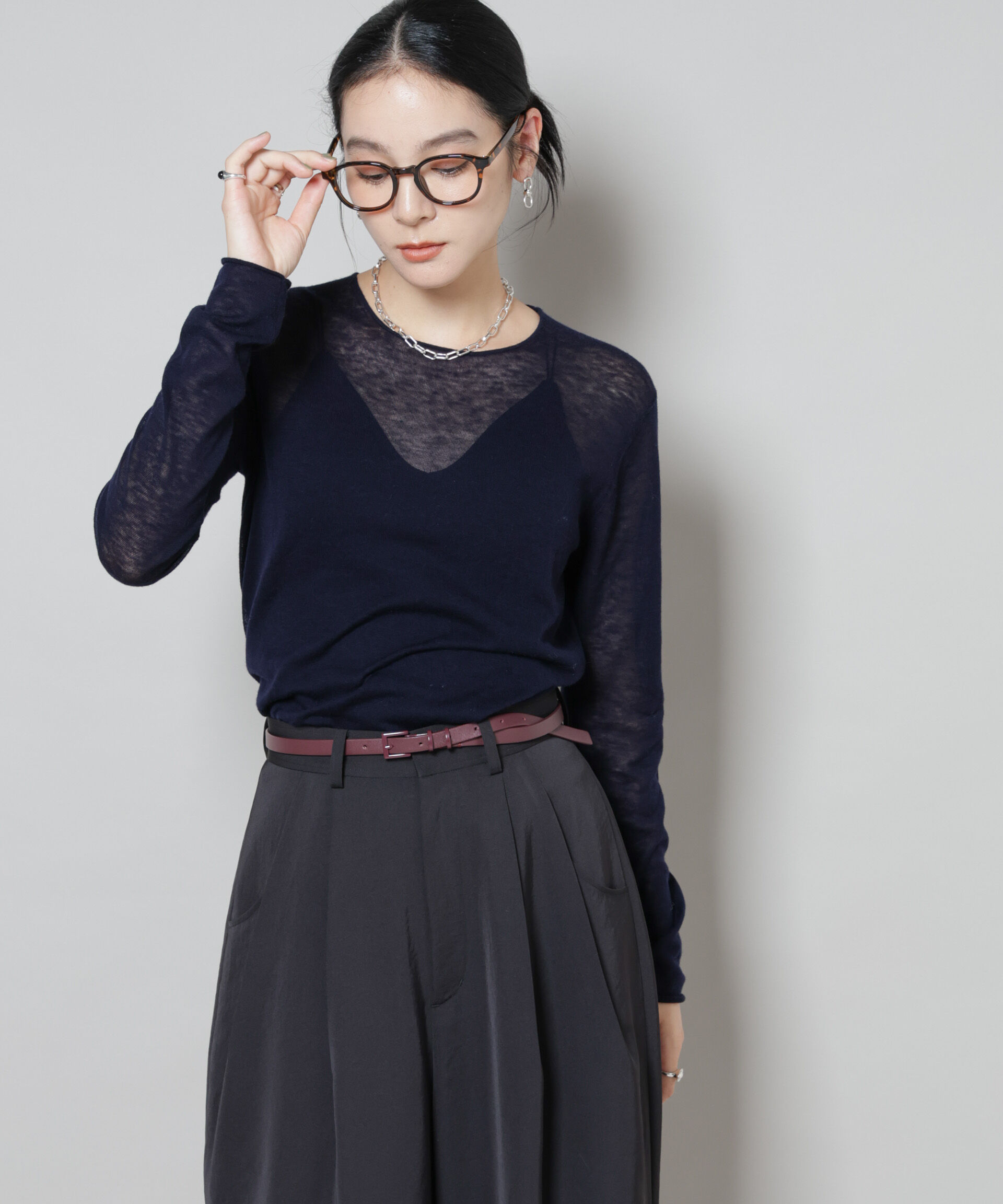 nano･universe「スイビウールクルーネックニットプルオーバー」|ニット・セーター|ネイビー