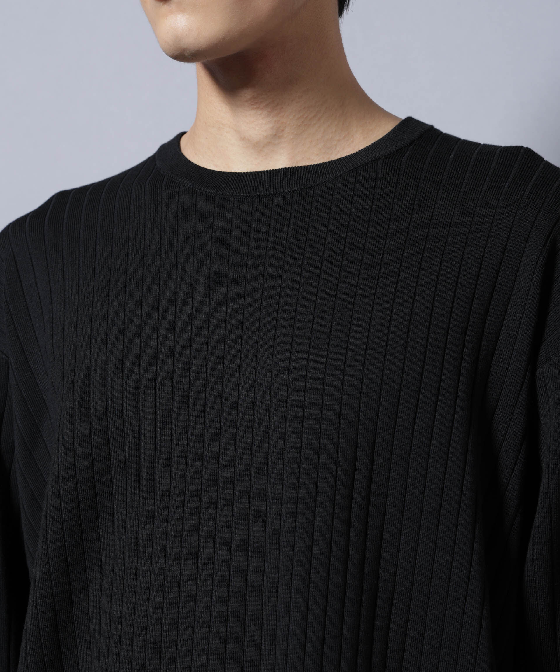 nano･universe「CICA&UVカット リブニットクルーネック」|ニット・セーター|