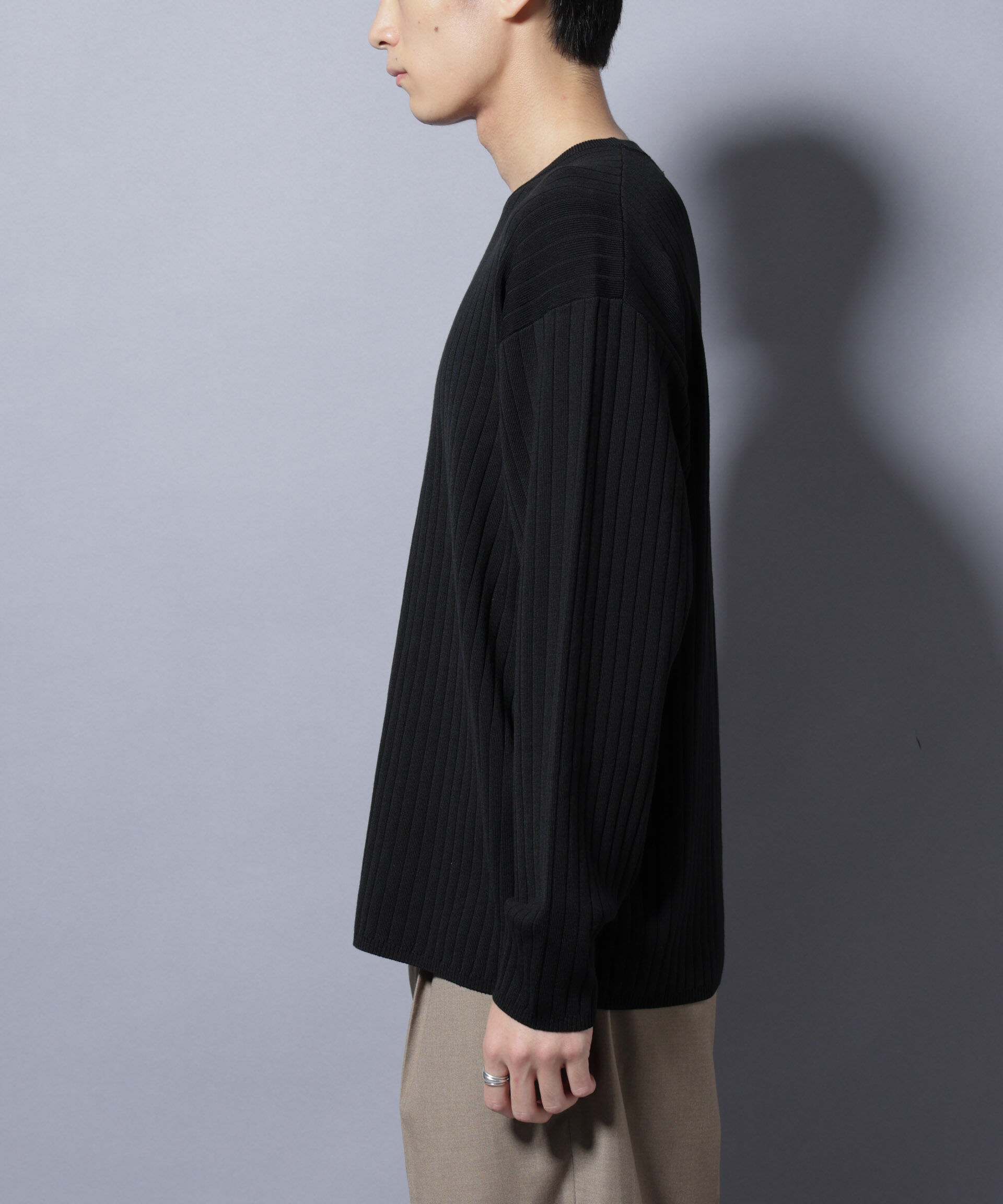 nano･universe「CICA&UVカット リブニットクルーネック」|ニット・セーター|