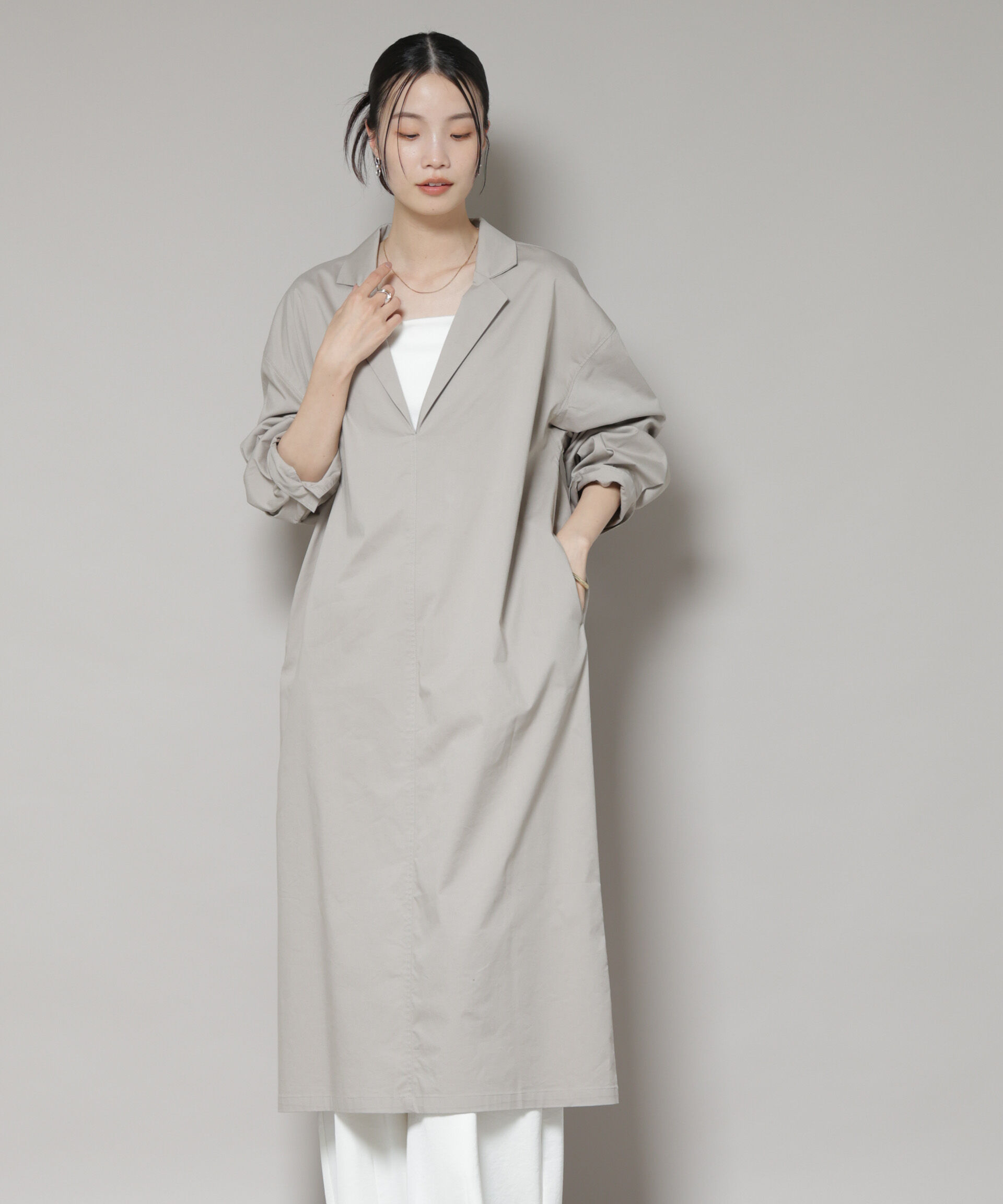 nano･universe「テーラードカラーロングワンピース」|ワンピース|グレージュ3