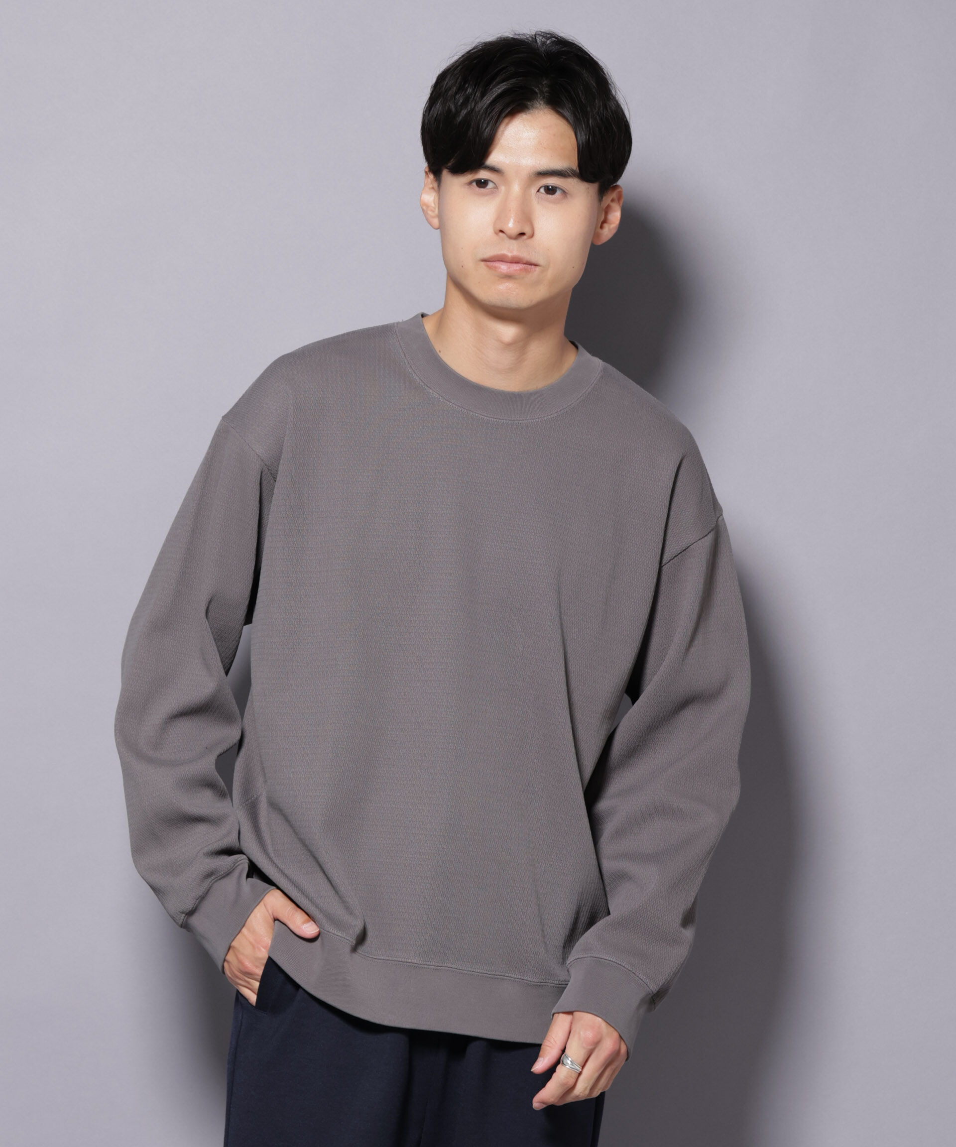 nano･universe「コットンガーメントダイサーマルクルーネックプルオーバー」|Tシャツ・カットソー|