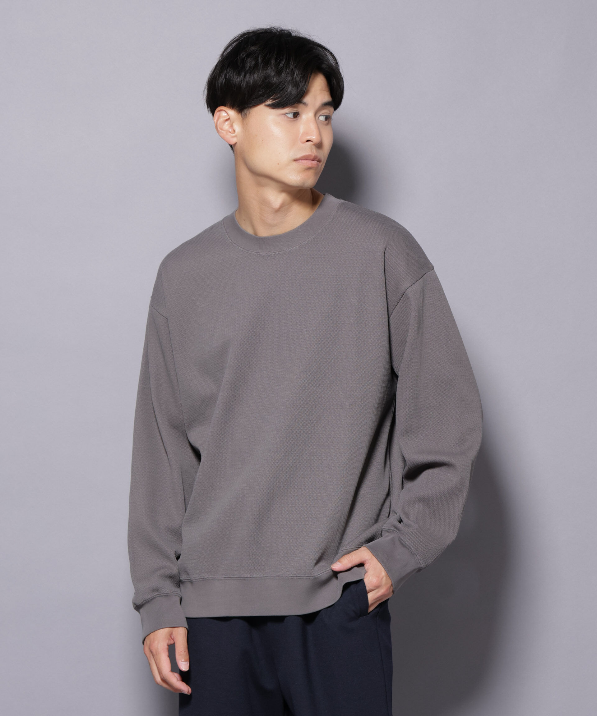 nano･universe「コットンガーメントダイサーマルクルーネックプルオーバー」|Tシャツ・カットソー|