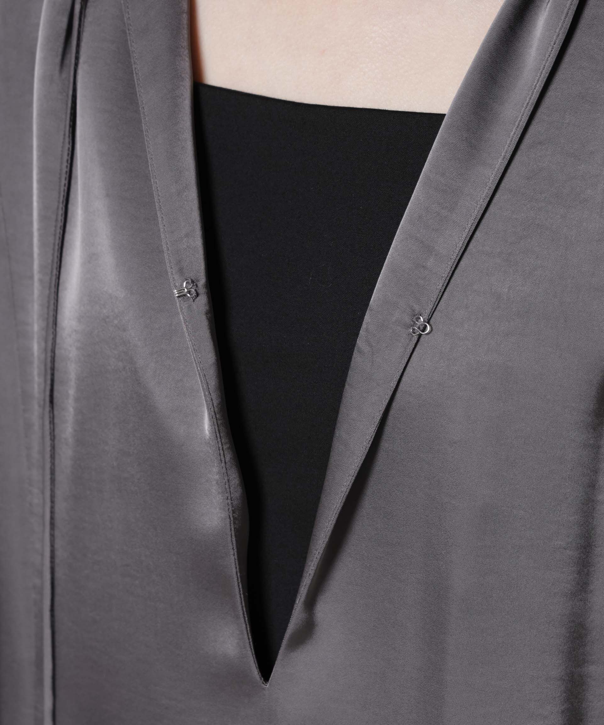 nano･universe「シャーリングギャザースリーブサテンマキシワンピース」|ワンピース|