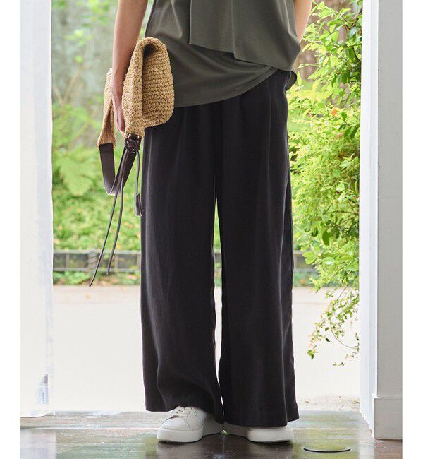 自由区「【洗える・XSサイズあり】テンセルリネンデニムワイド パンツ」|その他|グレー系