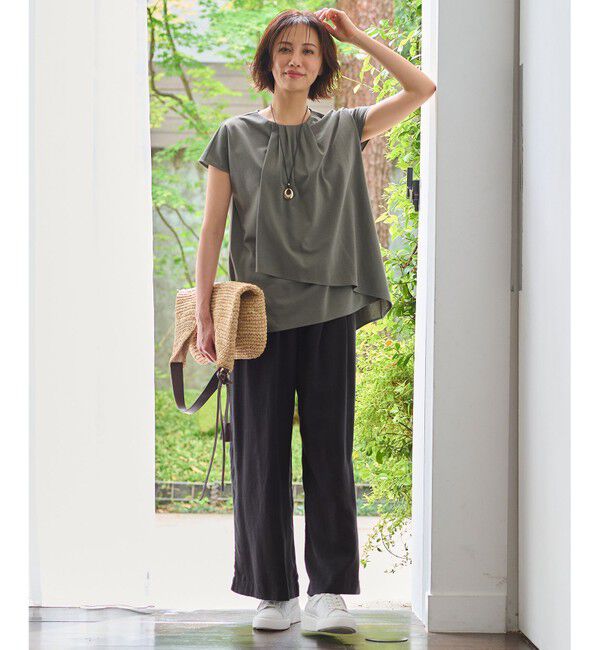 自由区「【洗える・XSサイズあり】テンセルリネンデニムワイド パンツ」|その他|