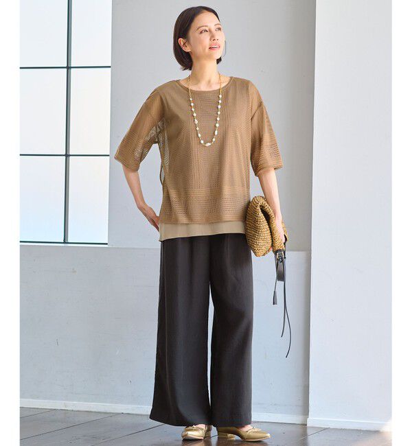 自由区「【洗える・XSサイズあり】テンセルリネンデニムワイド パンツ」|その他|