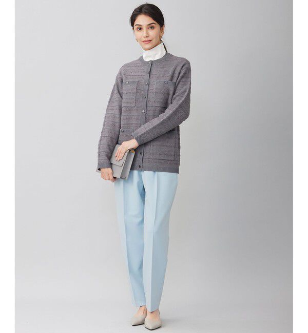 自由区「【WEB限定カラーあり・洗える】テクスチャーコットンブレンドニット アウター」|カーディガン|