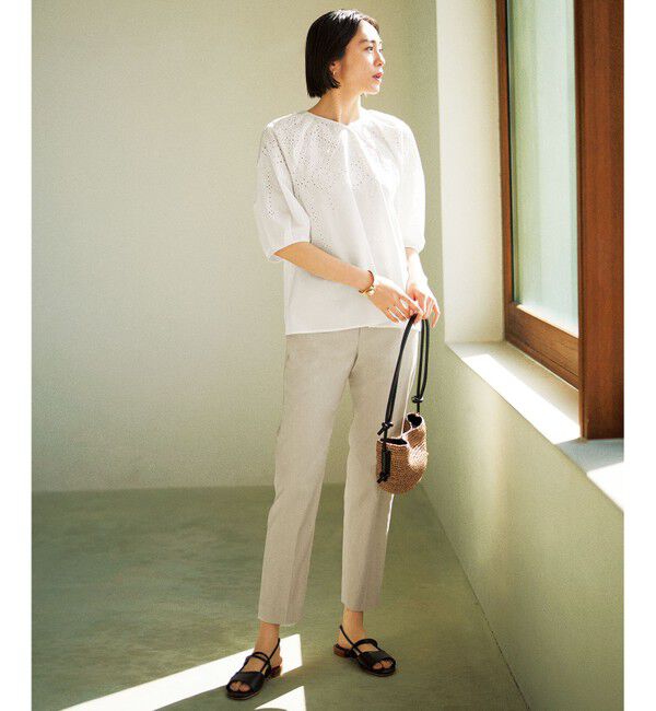 自由区「【カタログ掲載・洗える】エンブロイダリーローン ブラウス」|シャツ・ブラウス|