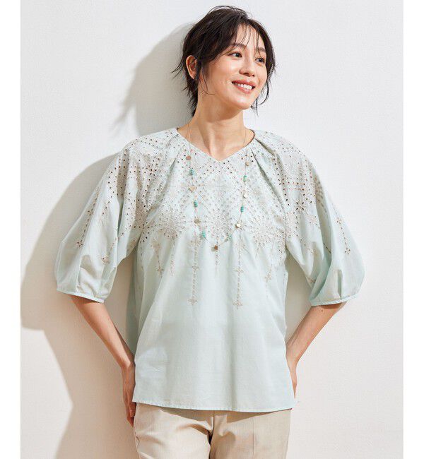 自由区「【カタログ掲載・洗える】エンブロイダリーローン ブラウス」|シャツ・ブラウス|ｱｸｱ&times;ﾍﾞｰ