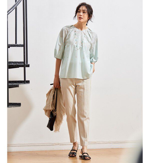 自由区「【カタログ掲載・洗える】エンブロイダリーローン ブラウス」|シャツ・ブラウス|