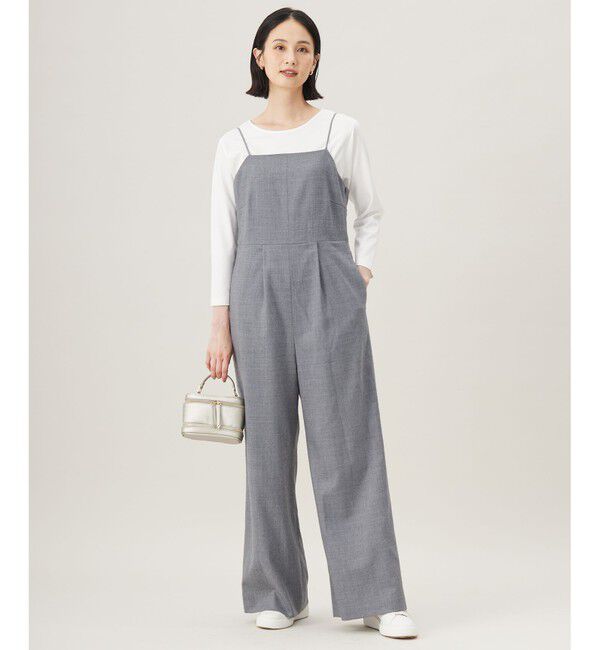 自由区「【洗える】ウォッシャブルウールサキソニー コンビネゾン」|オールインワン|TOPグレー