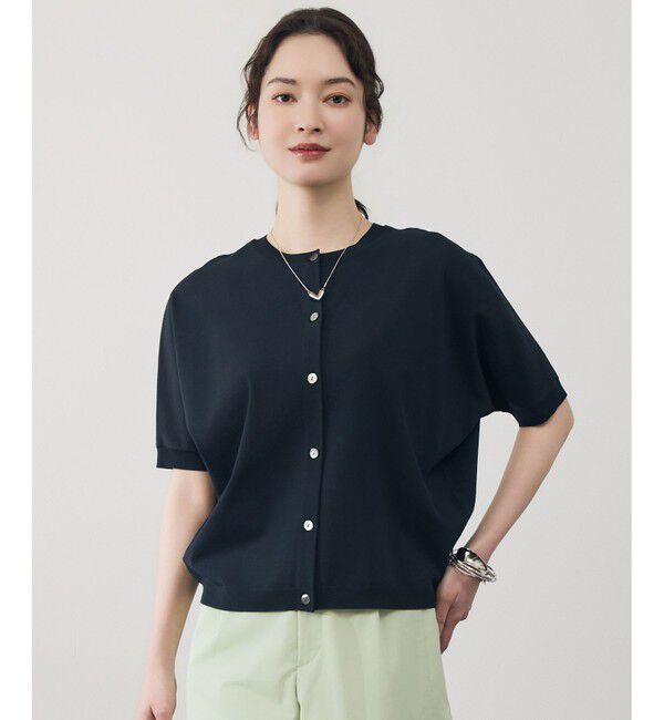 自由区「【前後着用可能】クレープストレッチドルマンスリーブ ニット」|ニット・セーター|ブラック