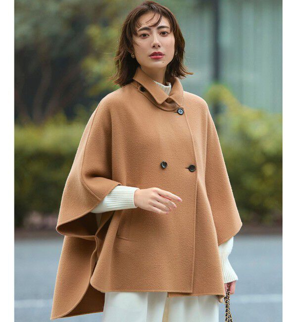 23区「【見上愛さん着用/Oggi12月号掲載】ウールライトリバー ポンチョシルエット コート」|その他|キャメル系