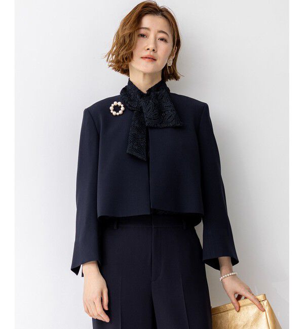 23区「【APPLAUDIR】クリアジョーゼット コンパクトタックジャケット」|その他|ネイビー系