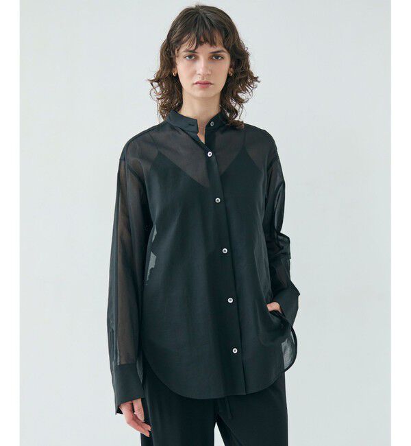 BEIGE,「【洗える】PLUMERIA / コットンシアーバックボウタイブラウス」|シャツ・ブラウス|Black