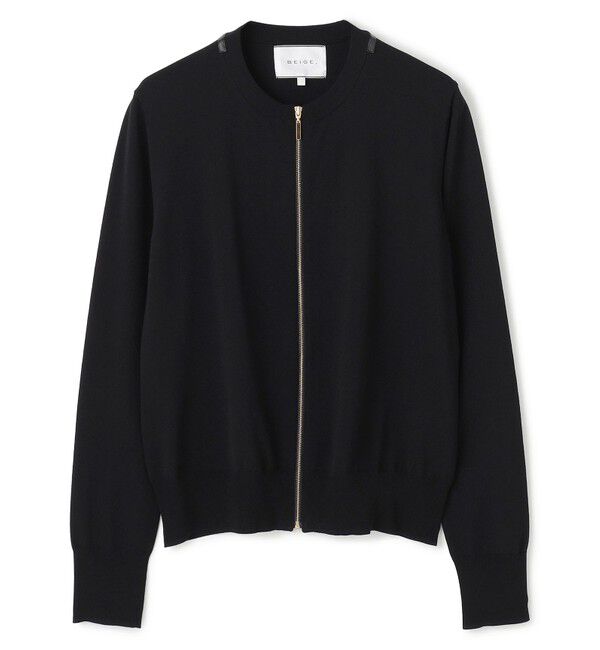 BEIGE,「【洗える】NADIA / レザーラインジップカーディガン」|ニット・セーター|