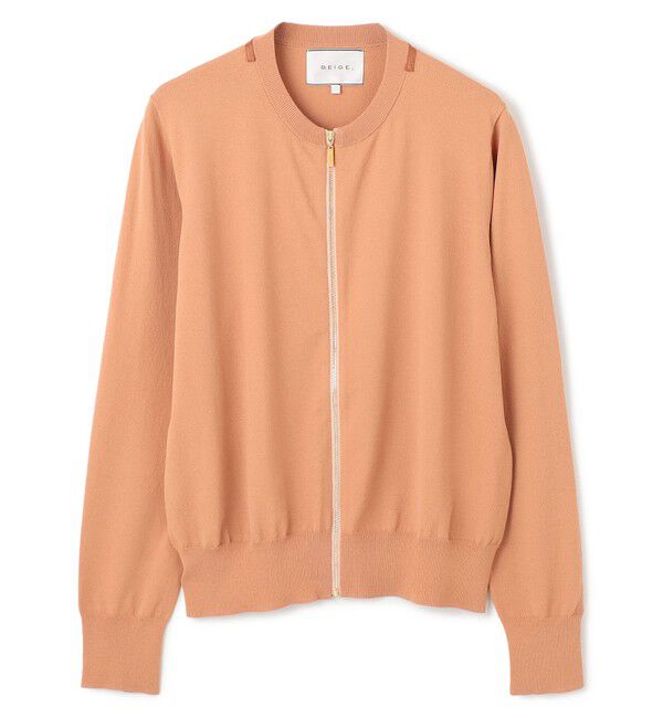 BEIGE,「【洗える】NADIA / レザーラインジップカーディガン」|ニット・セーター|