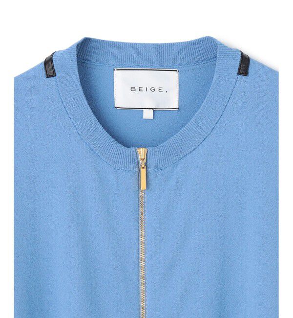 BEIGE,「【洗える】NADIA / レザーラインジップカーディガン」|ニット・セーター|